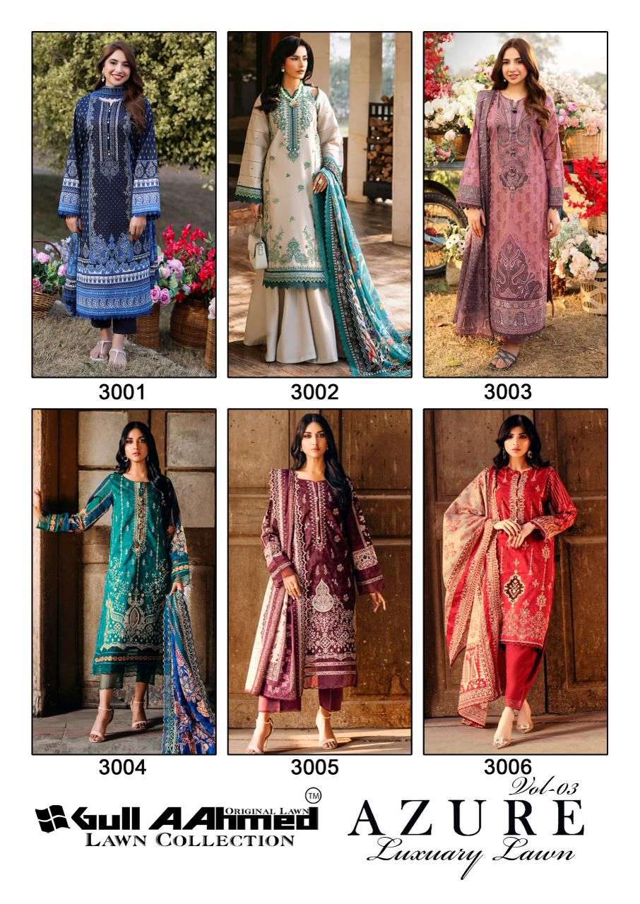 azure vol-3 by gull aahmed colors designer casual wear lawn pakistani suit supplier 