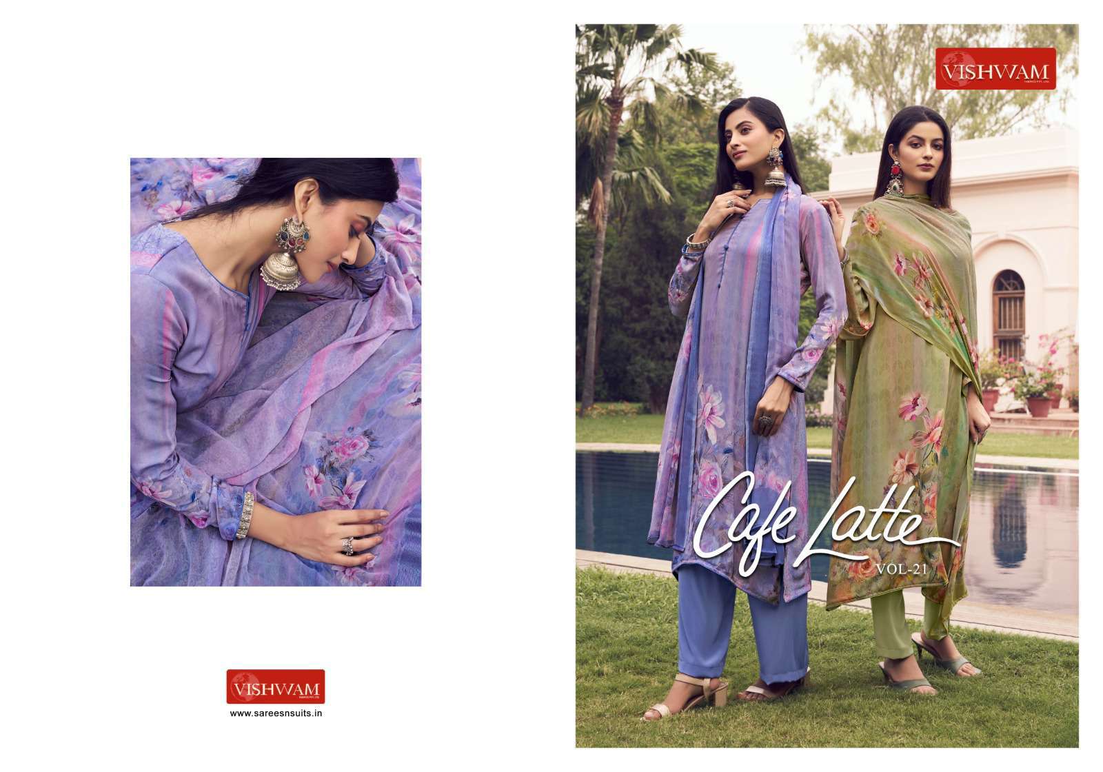 cafe latte vol-21 by vishwam colors designer casual wear salwar kameez wholesaler surat