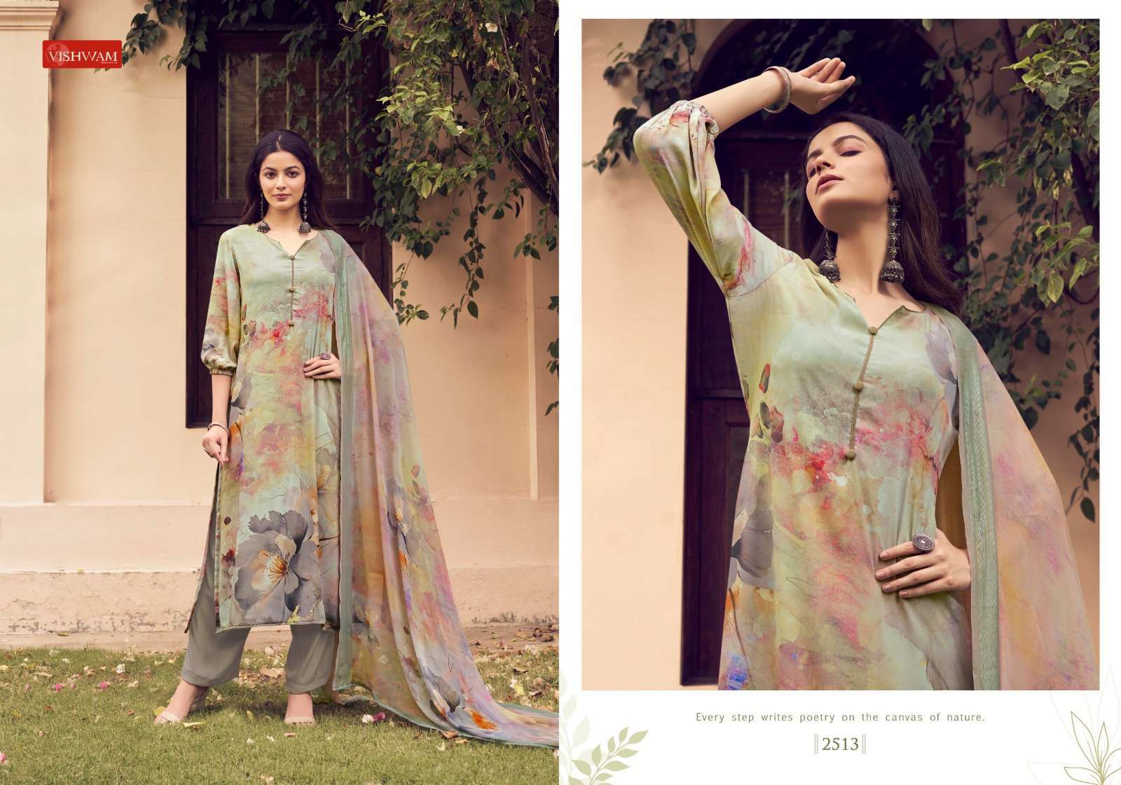 cafe latte vol-21 by vishwam colors designer casual wear salwar kameez wholesaler surat