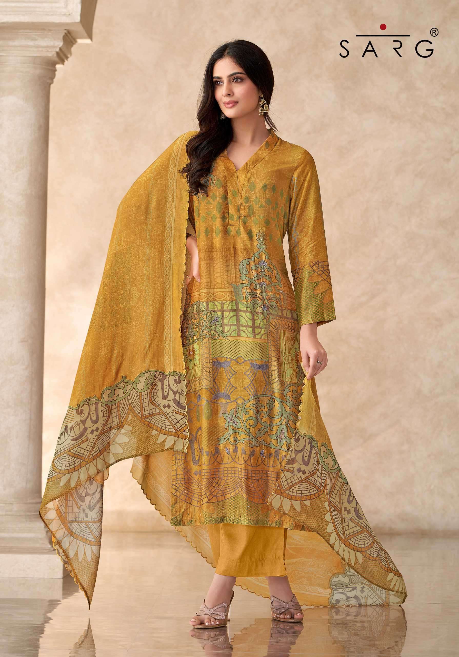 chand raat by sarg colors latest designer casual wear muslin suit wholesaler 