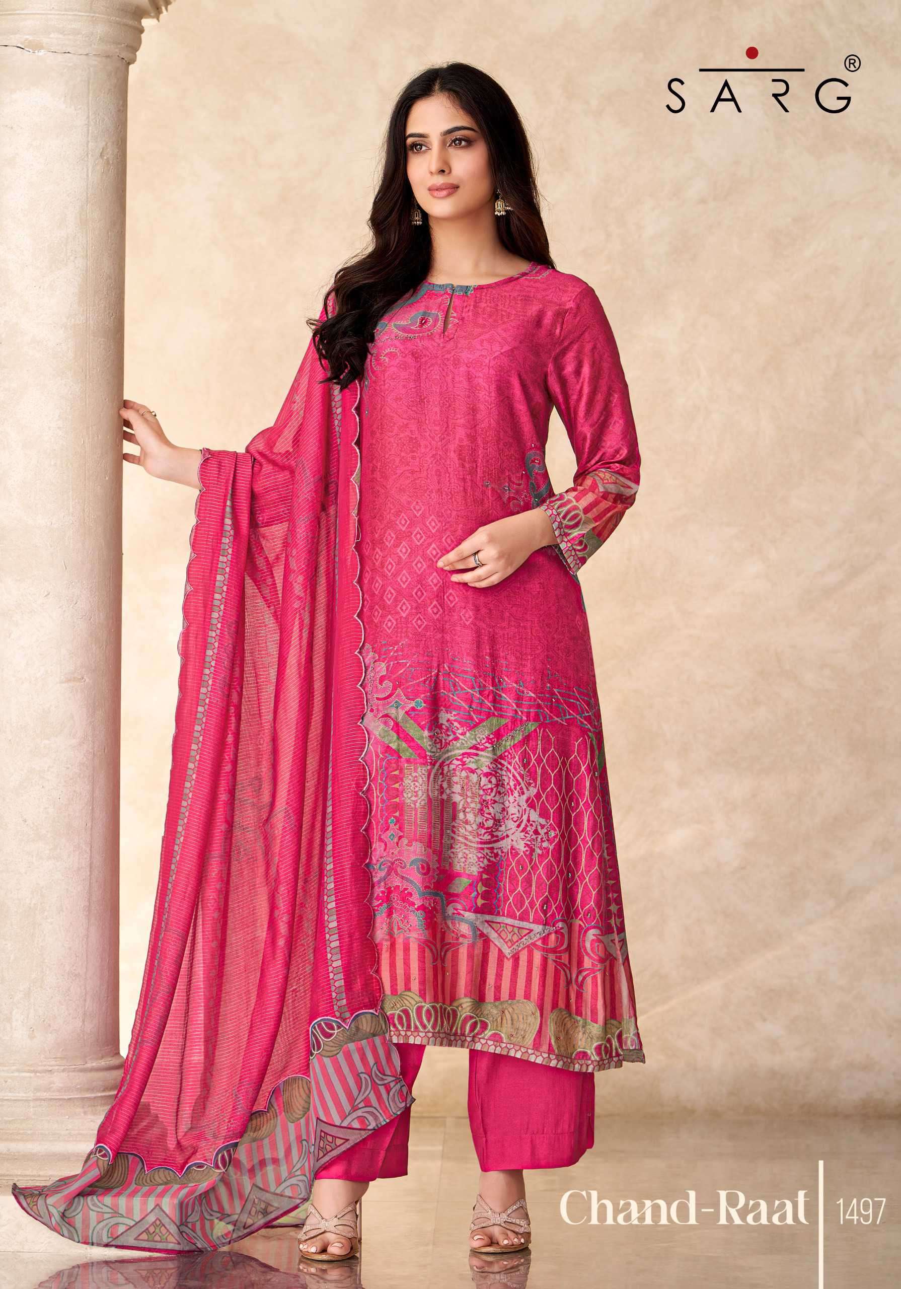 chand raat by sarg colors latest designer casual wear muslin suit wholesaler 
