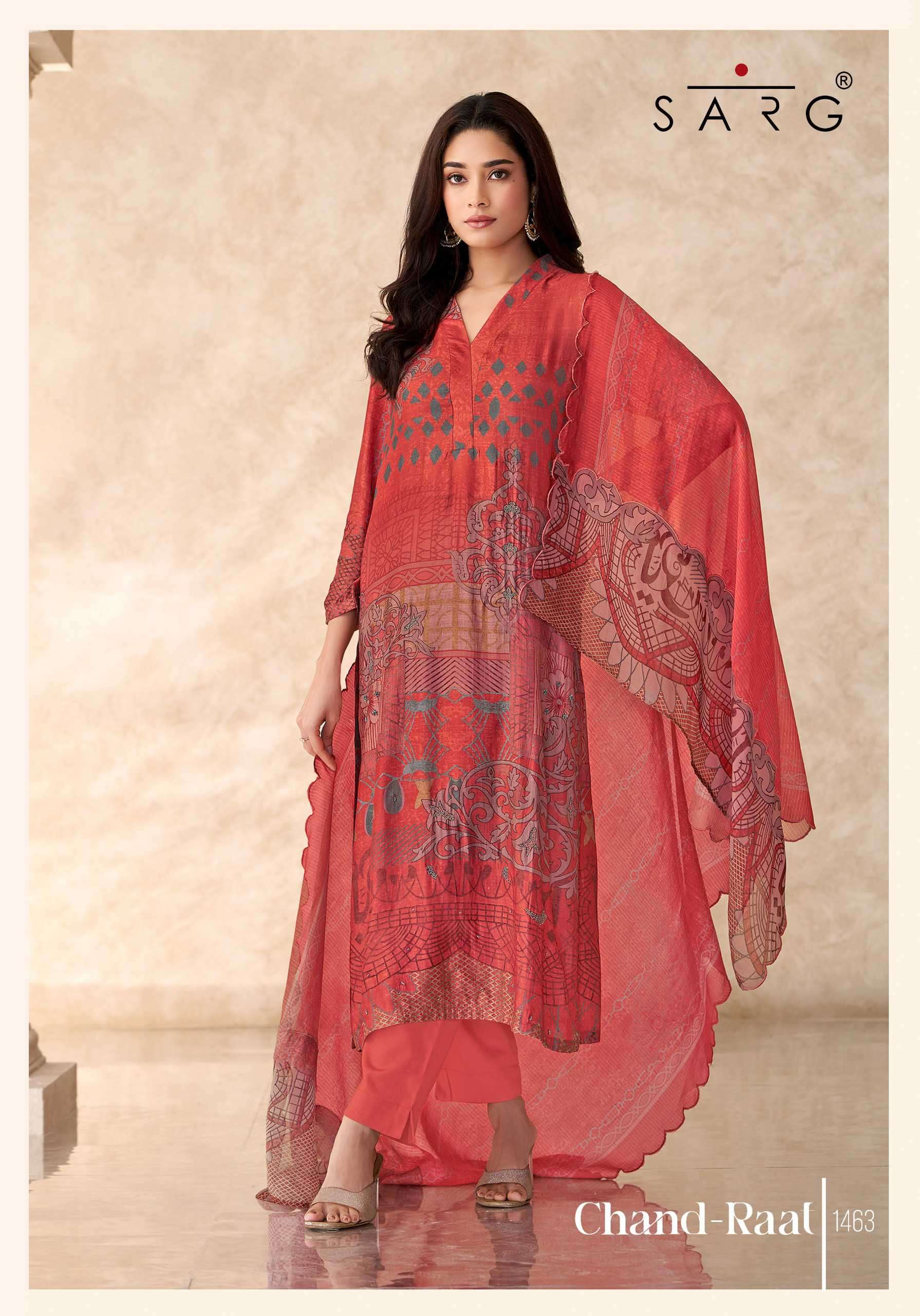chand raat by sarg colors latest designer casual wear muslin suit wholesaler 
