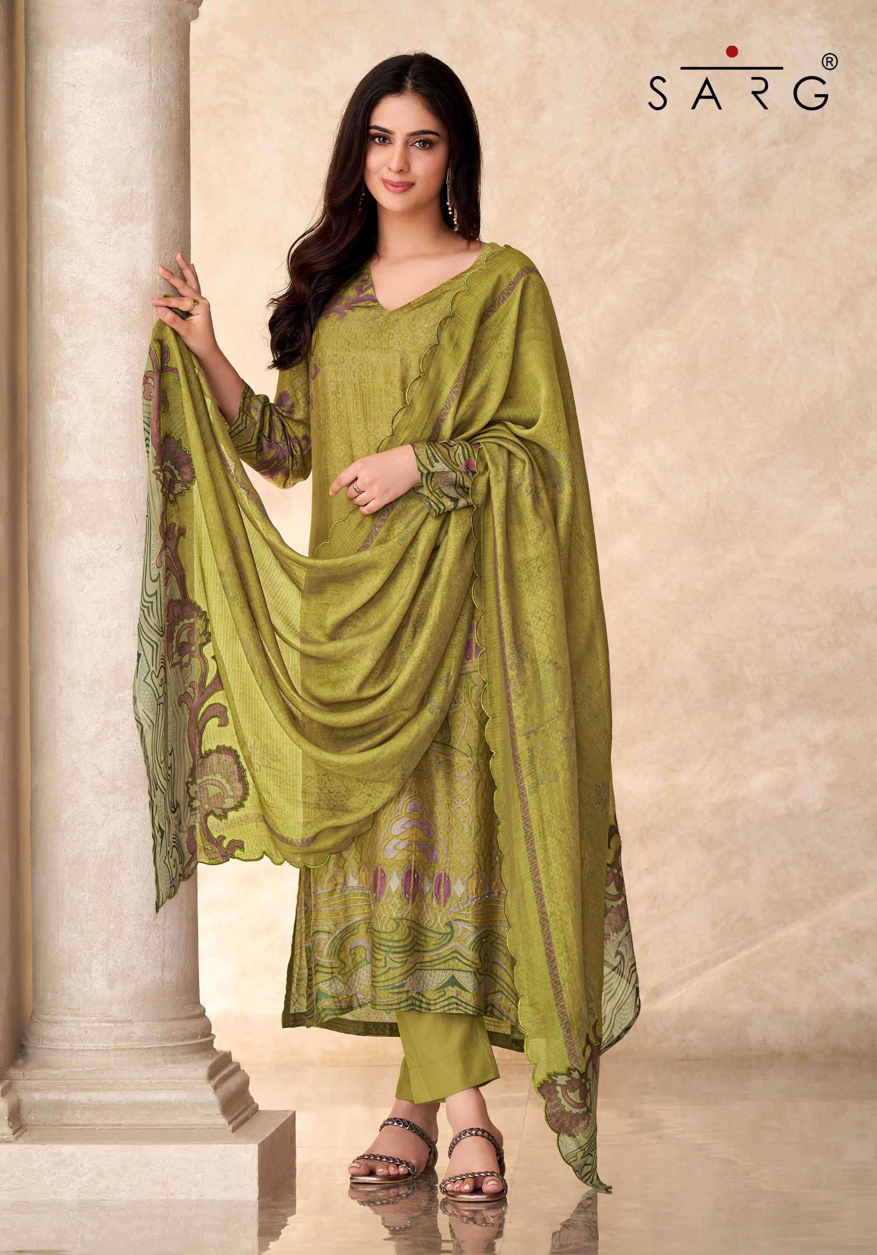 chand raat by sarg colors latest designer casual wear muslin suit wholesaler 