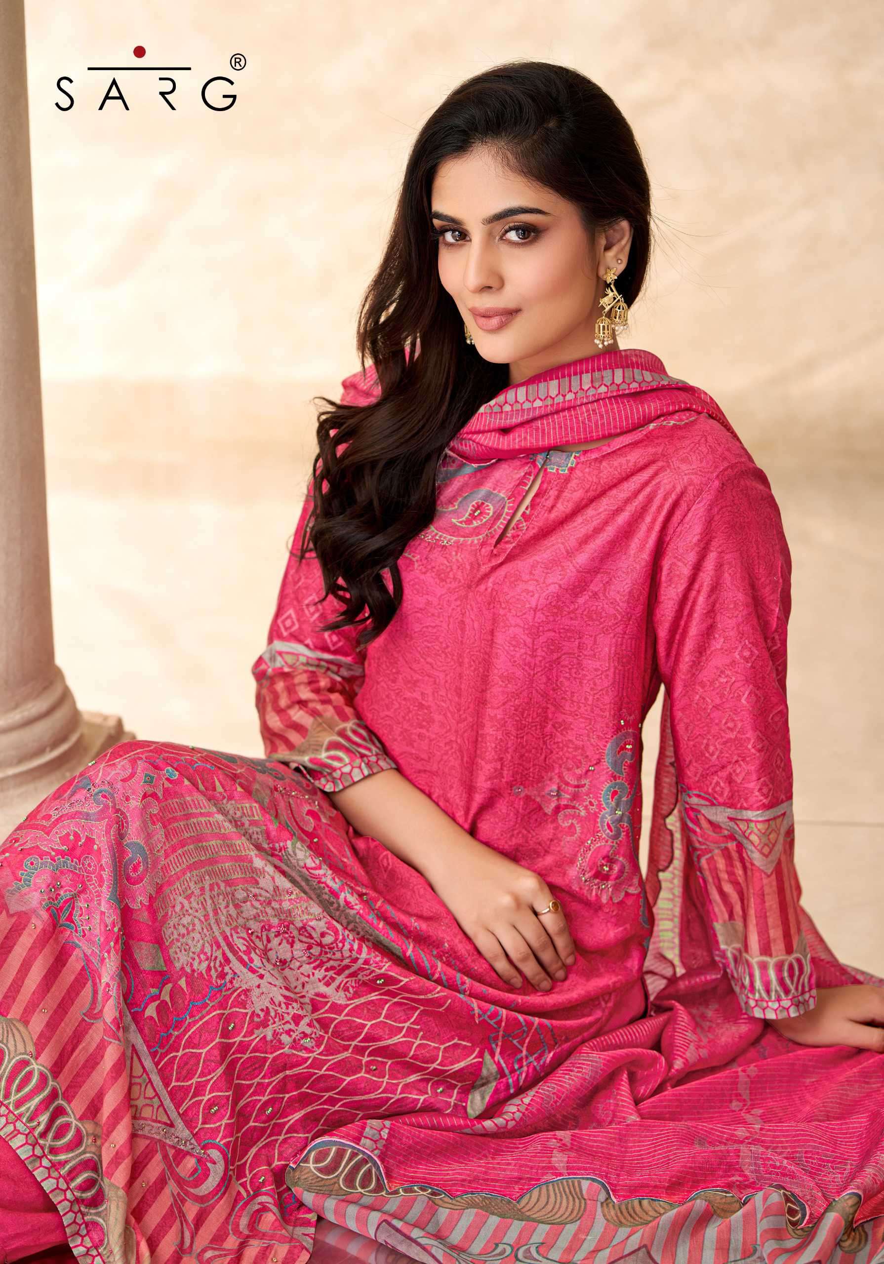 chand raat by sarg colors latest designer casual wear muslin suit wholesaler 