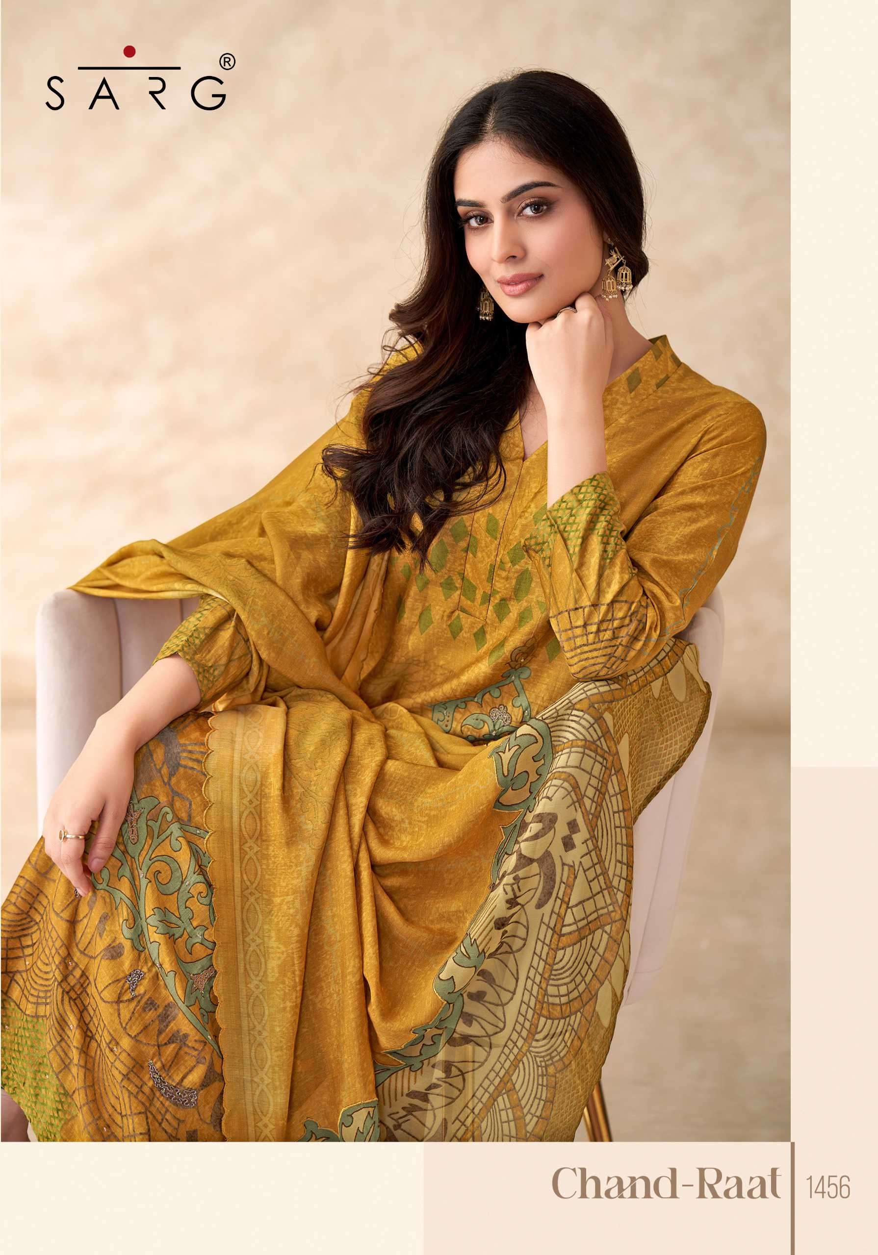 chand raat by sarg colors latest designer casual wear muslin suit wholesaler 