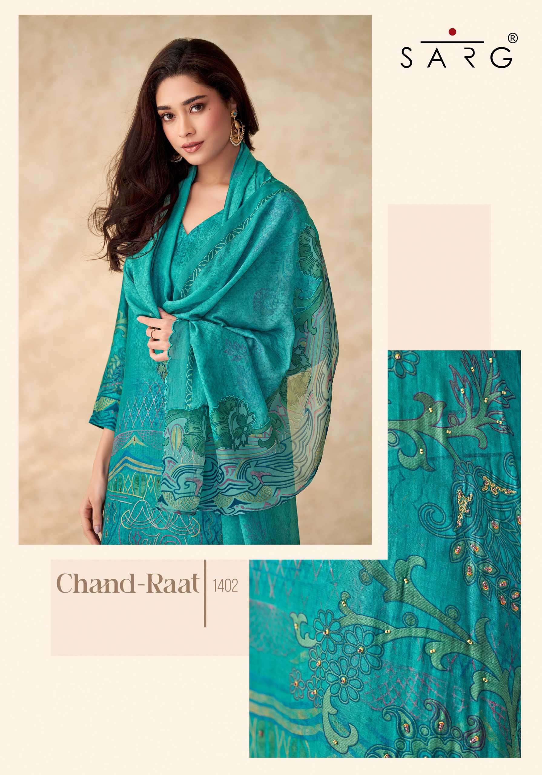 chand raat by sarg colors latest designer casual wear muslin suit wholesaler 