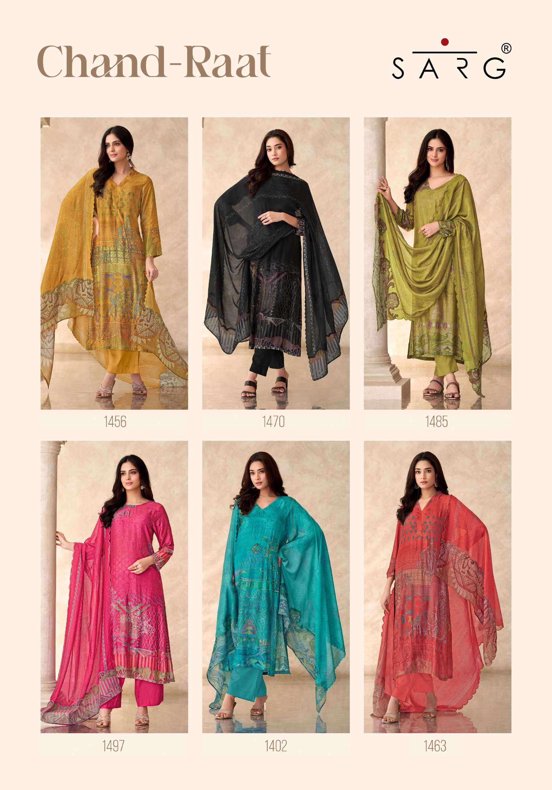 chand raat by sarg colors latest designer casual wear muslin suit wholesaler 