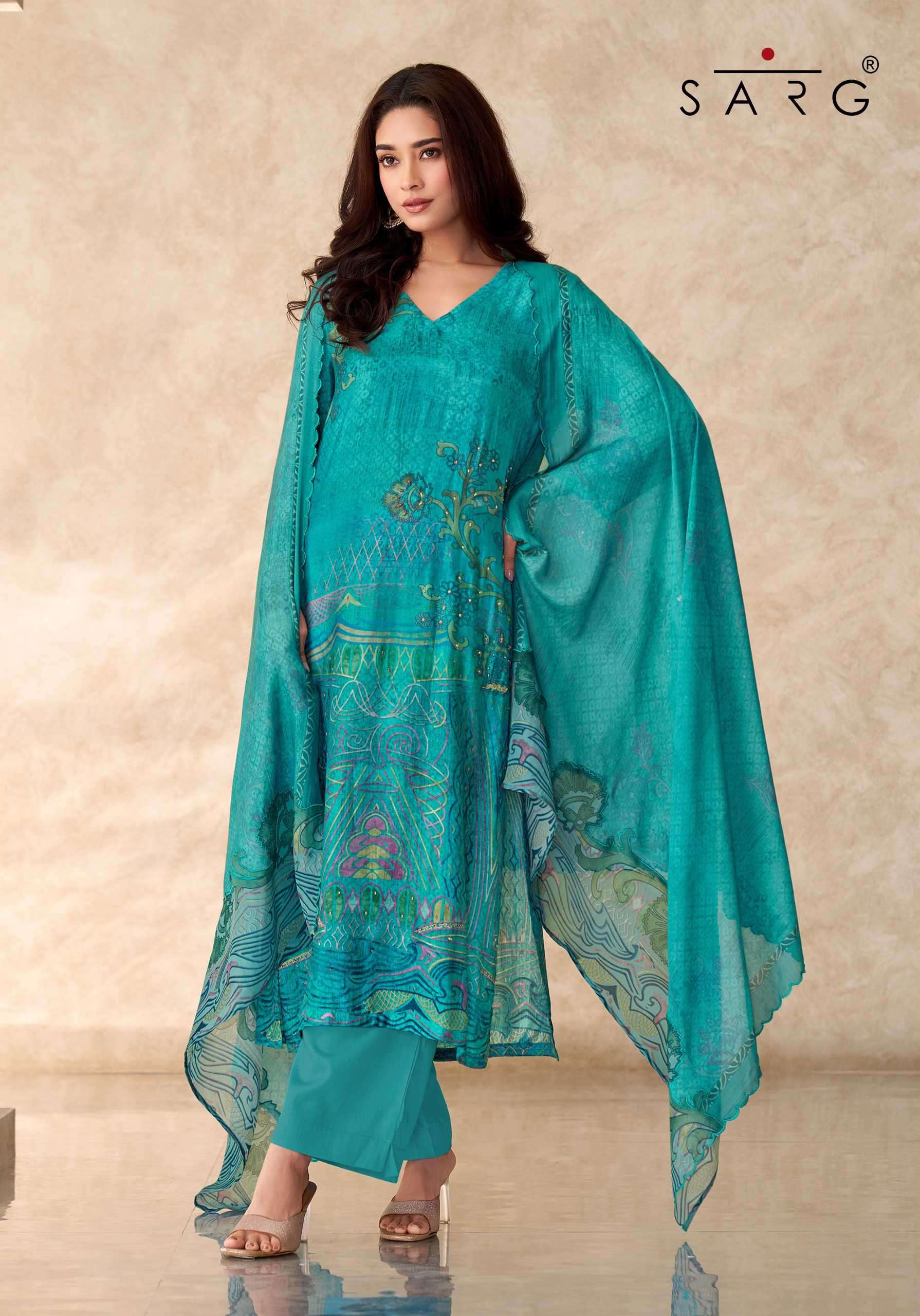 chand raat by sarg colors latest designer casual wear muslin suit wholesaler 