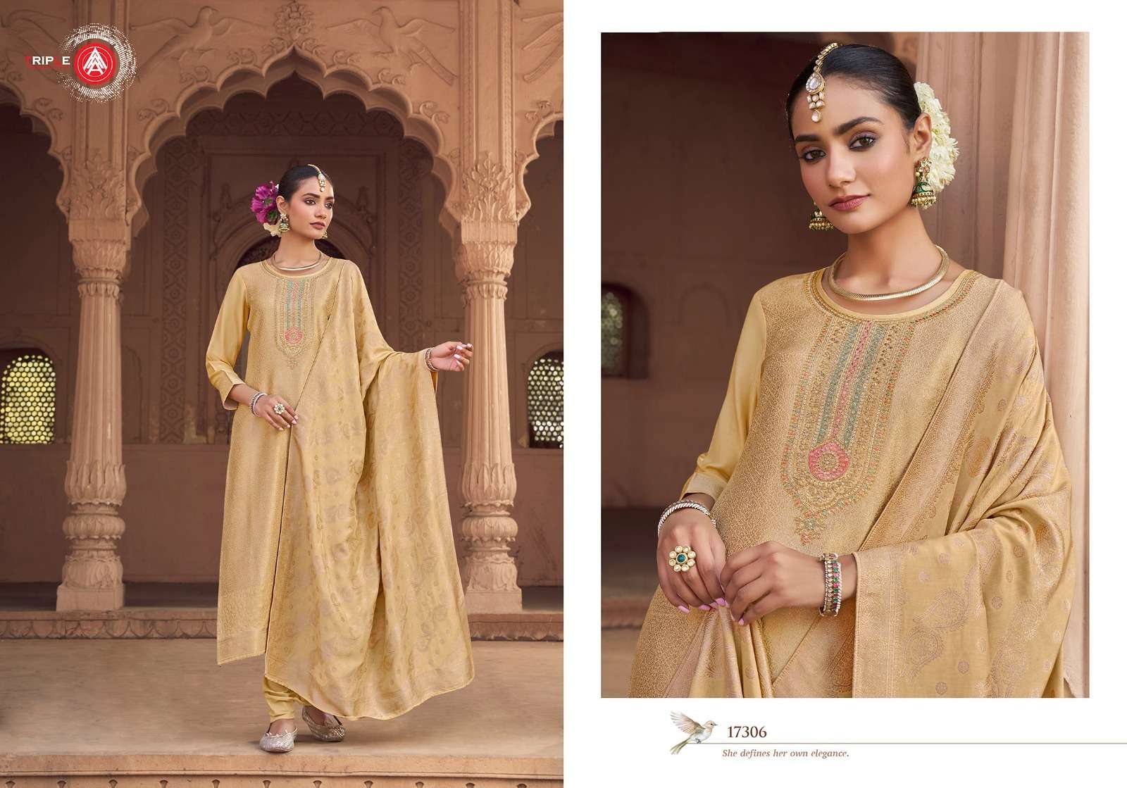 debotri vol-2 by triple a colors viscose muslin designer unstitched suit supplier 