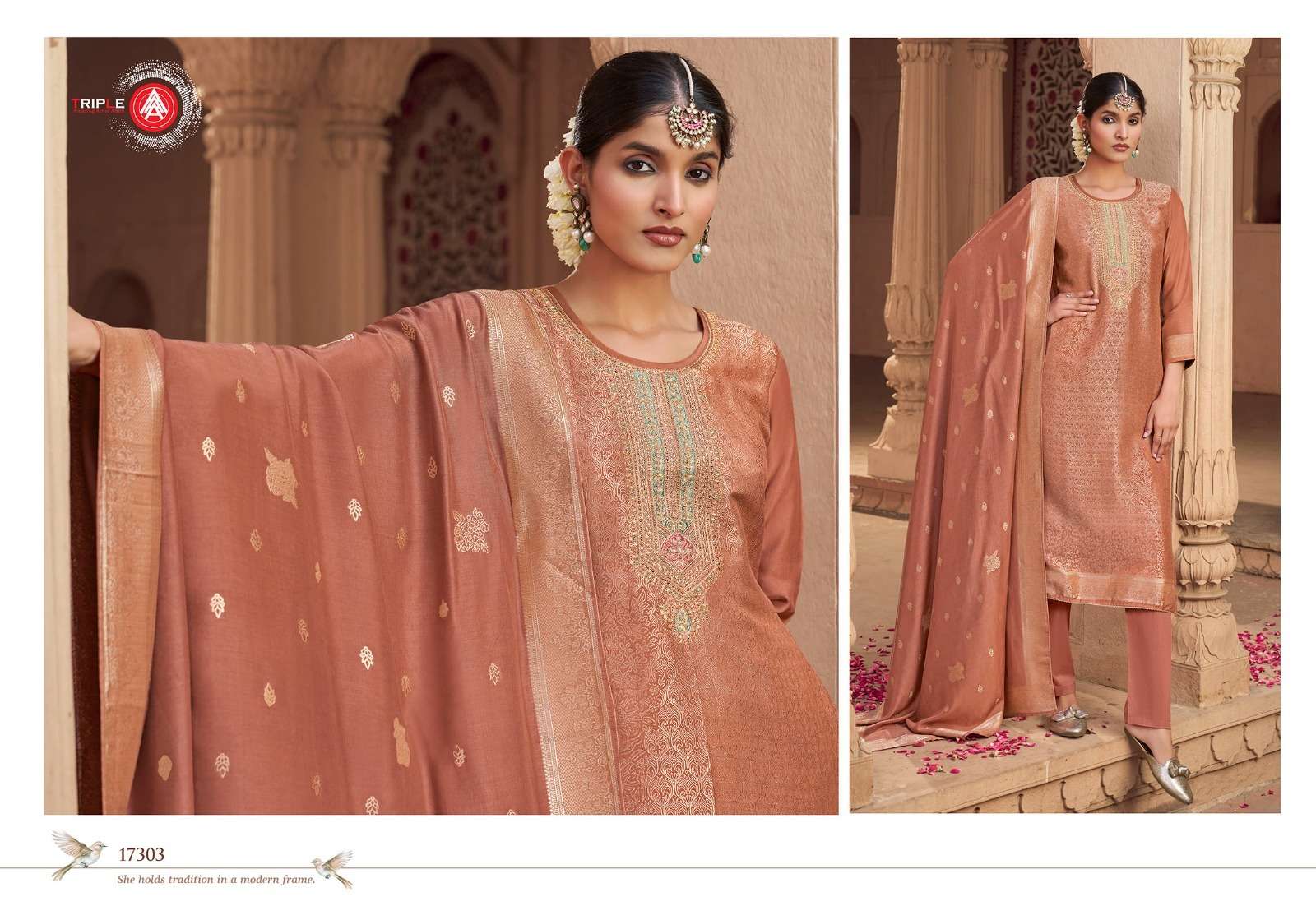 debotri vol-2 by triple a colors viscose muslin designer unstitched suit supplier 