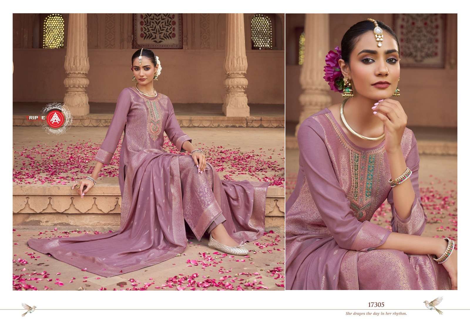 debotri vol-2 by triple a colors viscose muslin designer unstitched suit supplier 