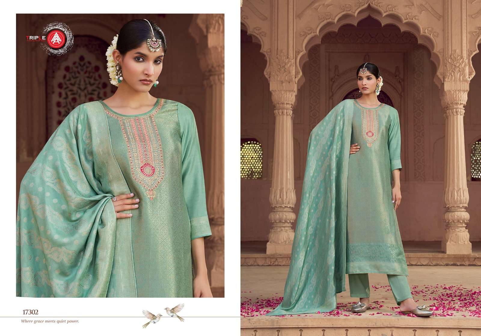 debotri vol-2 by triple a colors viscose muslin designer unstitched suit supplier 