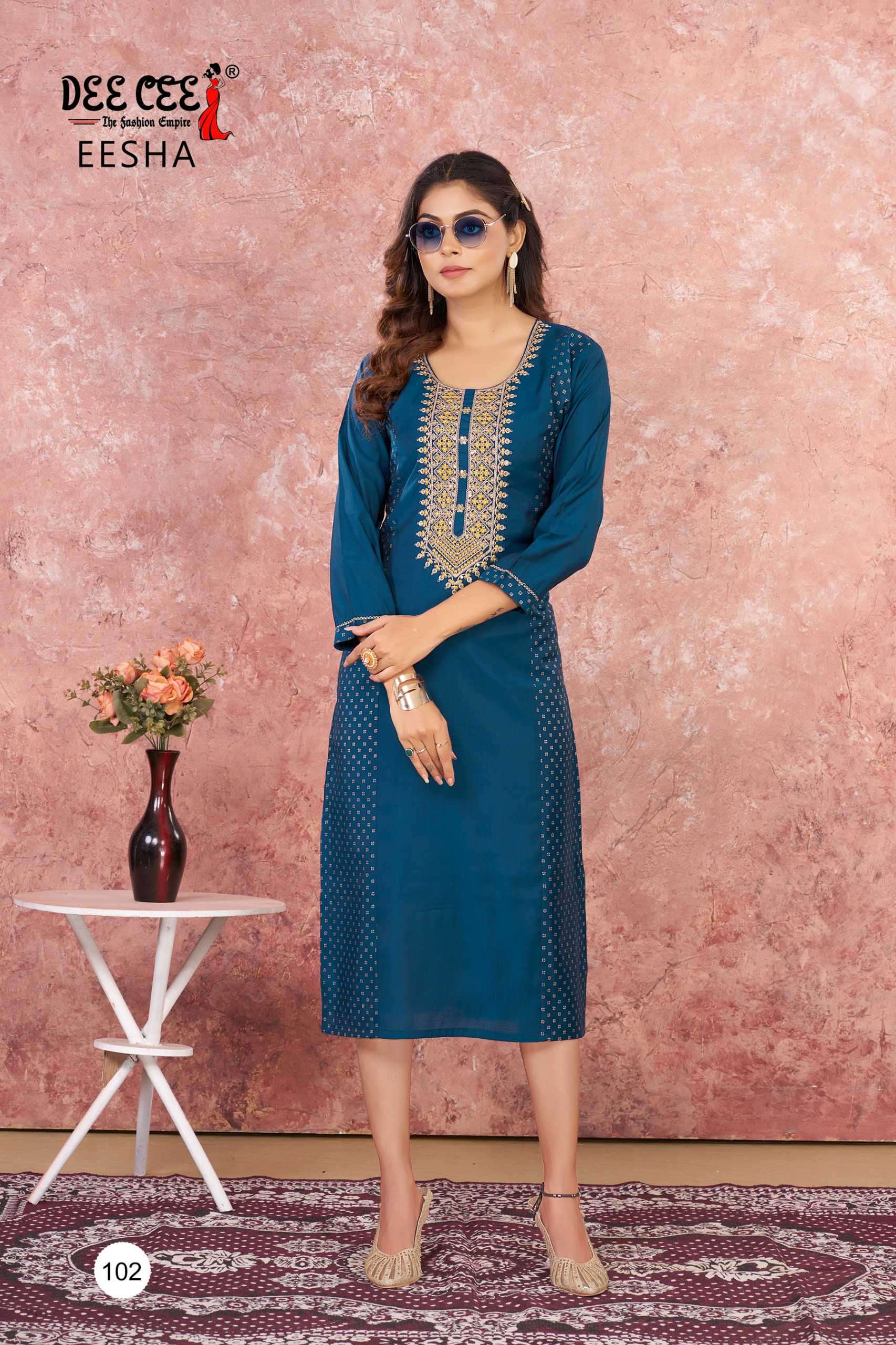 eesha by deecee colors best designer casual wear roman silk readymade kurti supplier 