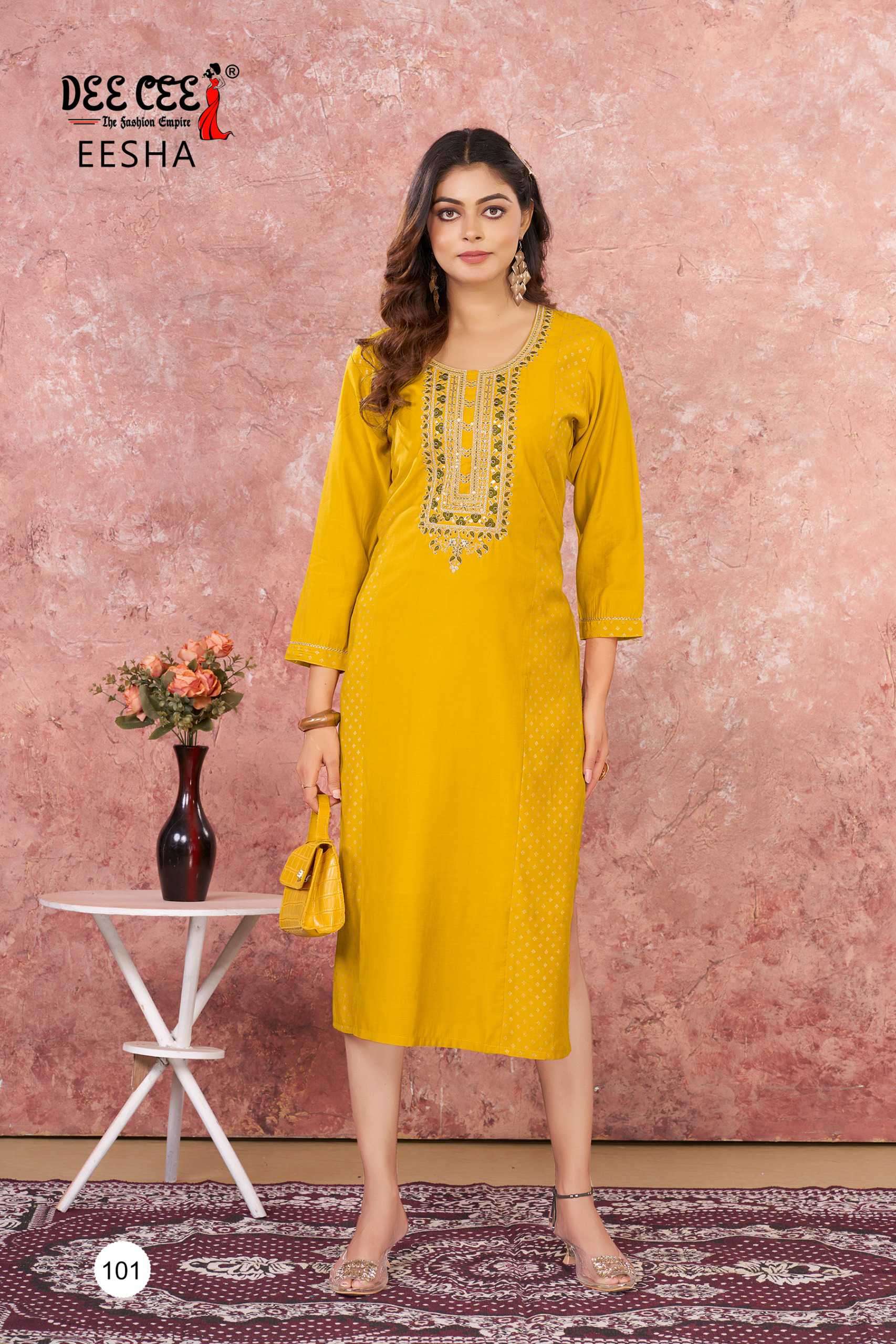 eesha by deecee colors best designer casual wear roman silk readymade kurti supplier 