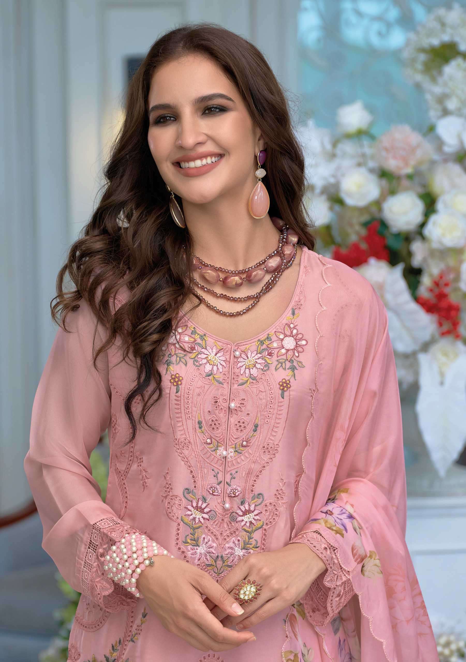 erina by zaveri colors exclusive designer party wear organza readymade suit supplier 