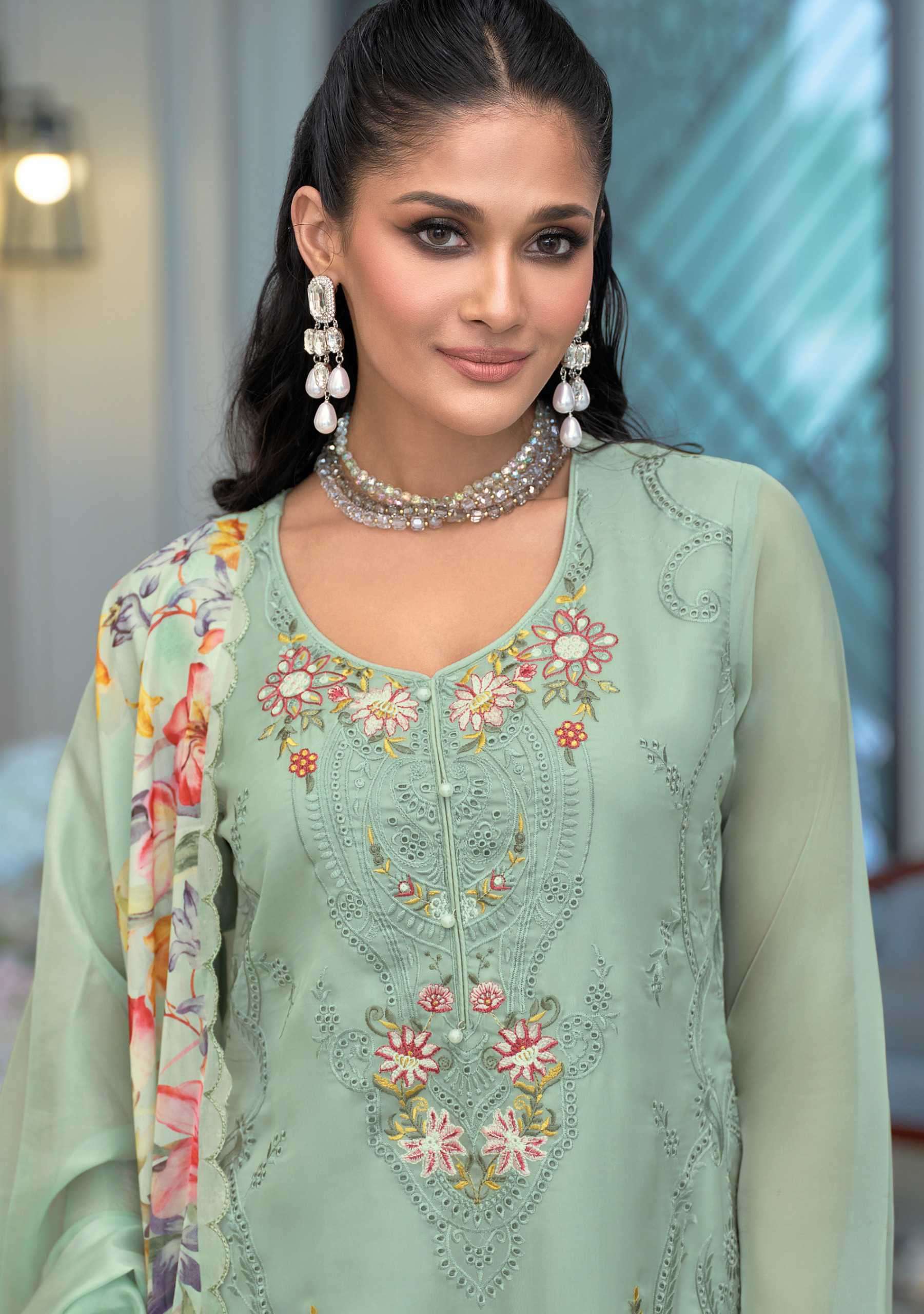 erina by zaveri colors exclusive designer party wear organza readymade suit supplier 