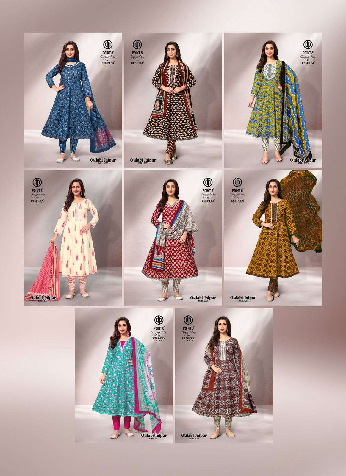 gulabi jaipur vol-3 by deeptex colors casual wear cotton anarkali style collection surat