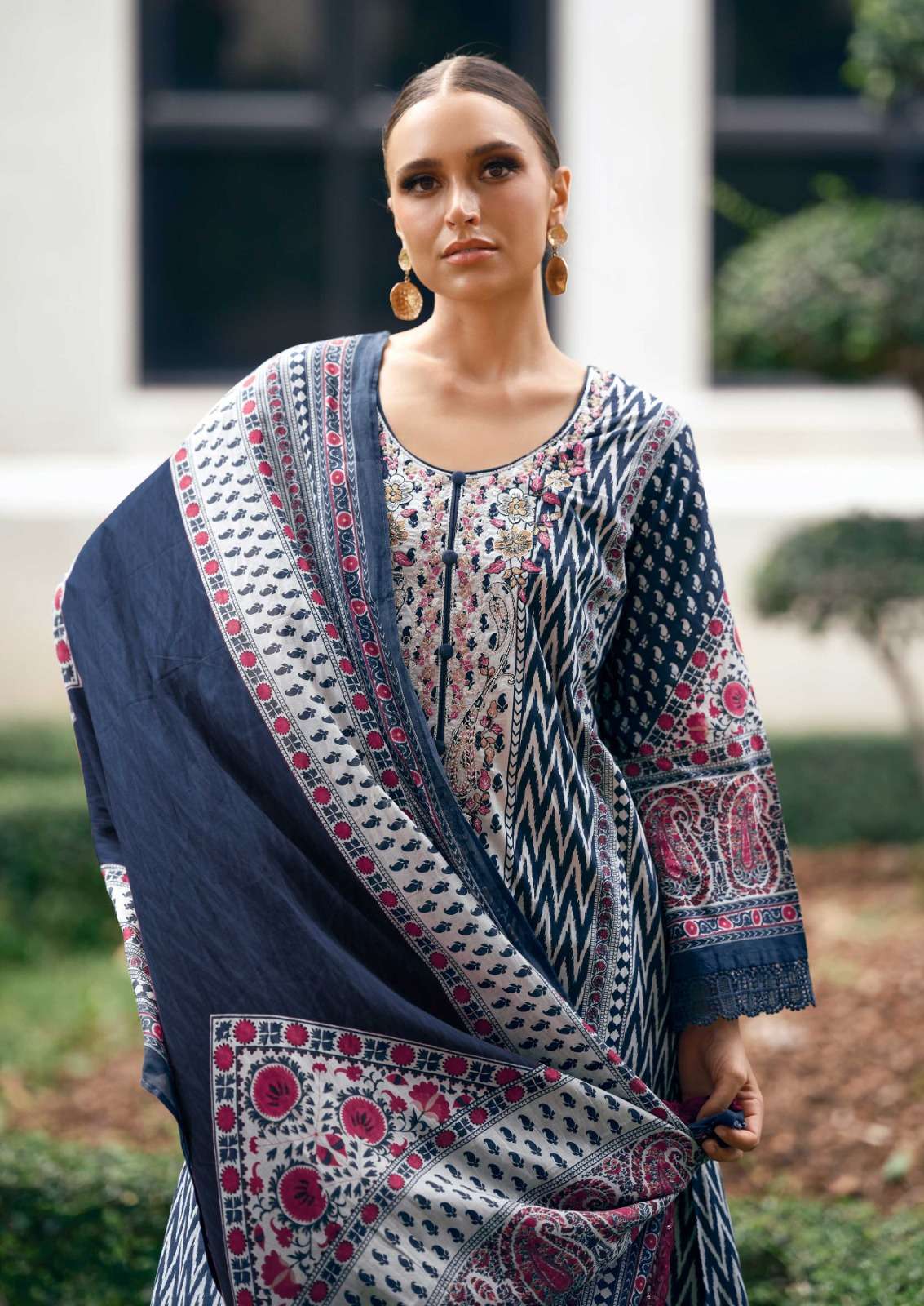hermitage elahe lawn cotton with embroidered suit wholesaler surat