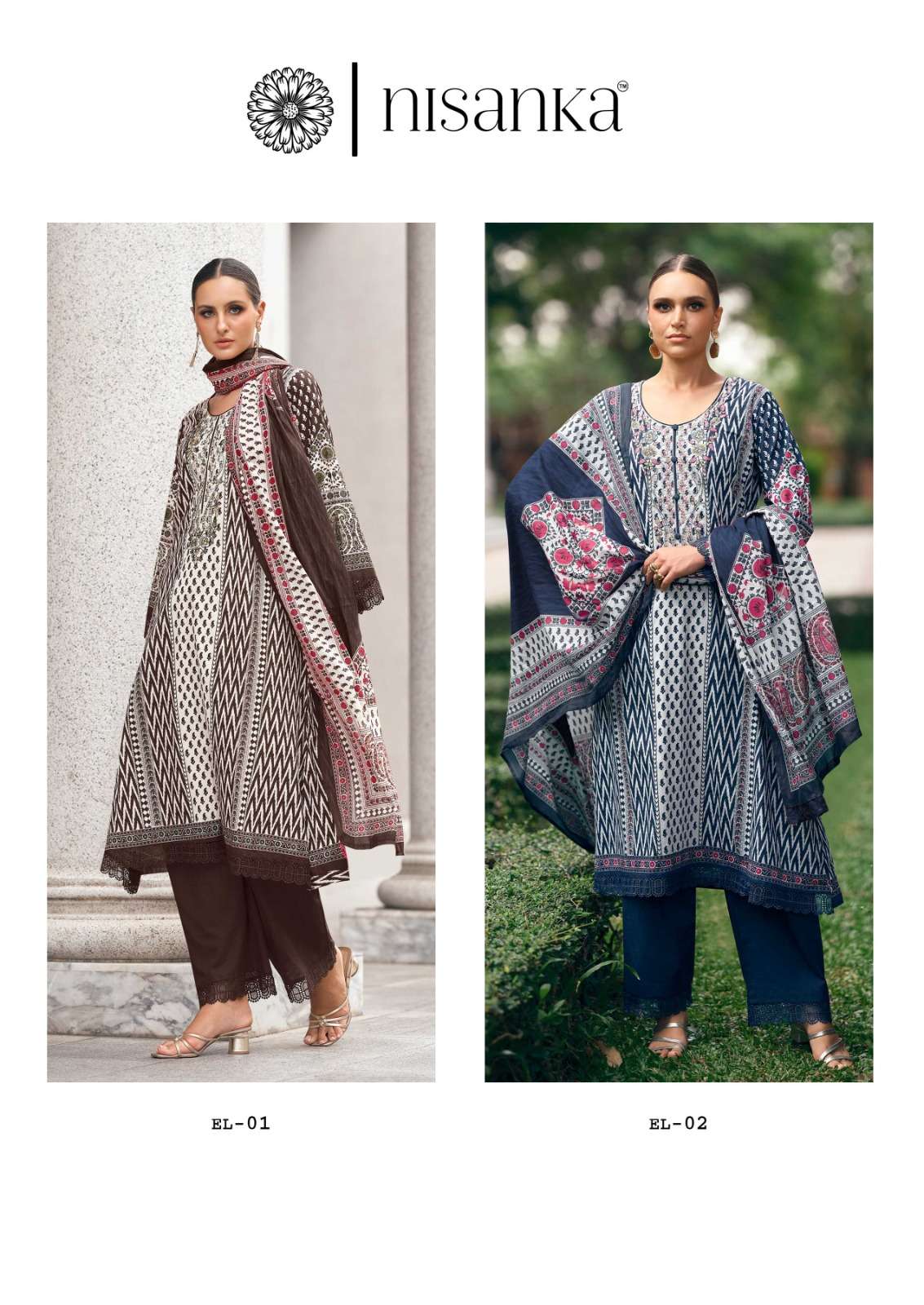 hermitage elahe lawn cotton with embroidered suit wholesaler surat