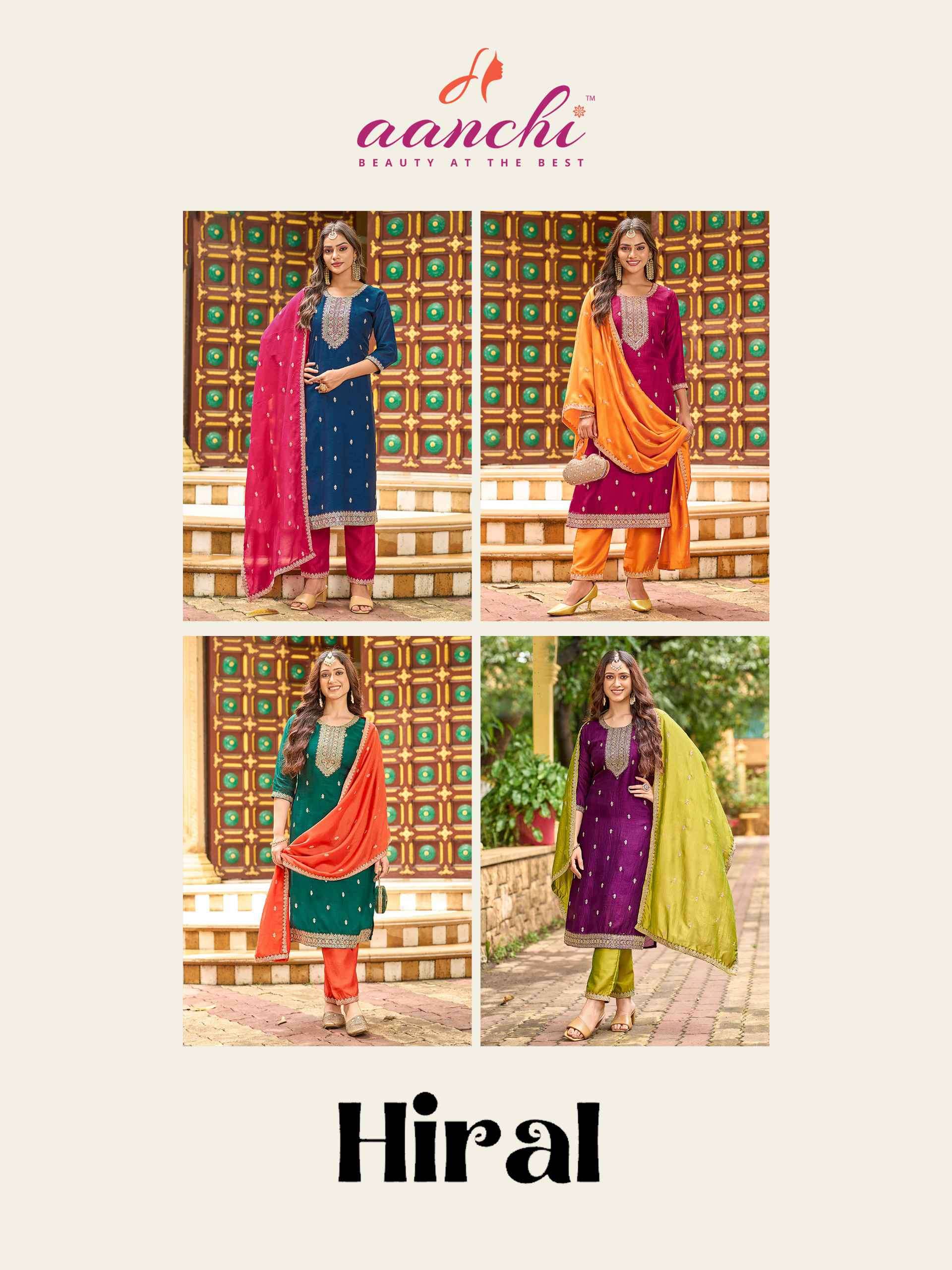  hiral by aanchi colors fancy designer casual wear straight cut kurti wholesaler 