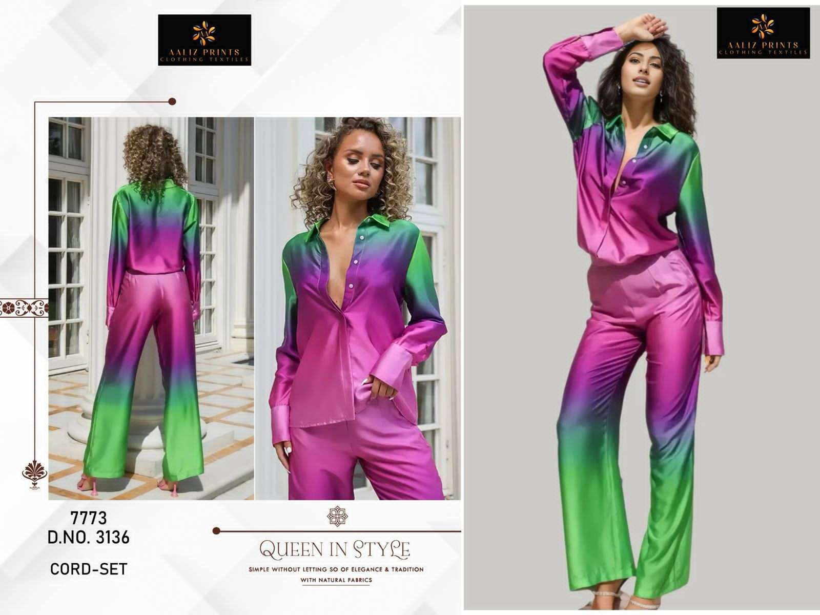 hollywood cord set vol-1 by aaliz prints casual wear lawn readymade cord set supplier 