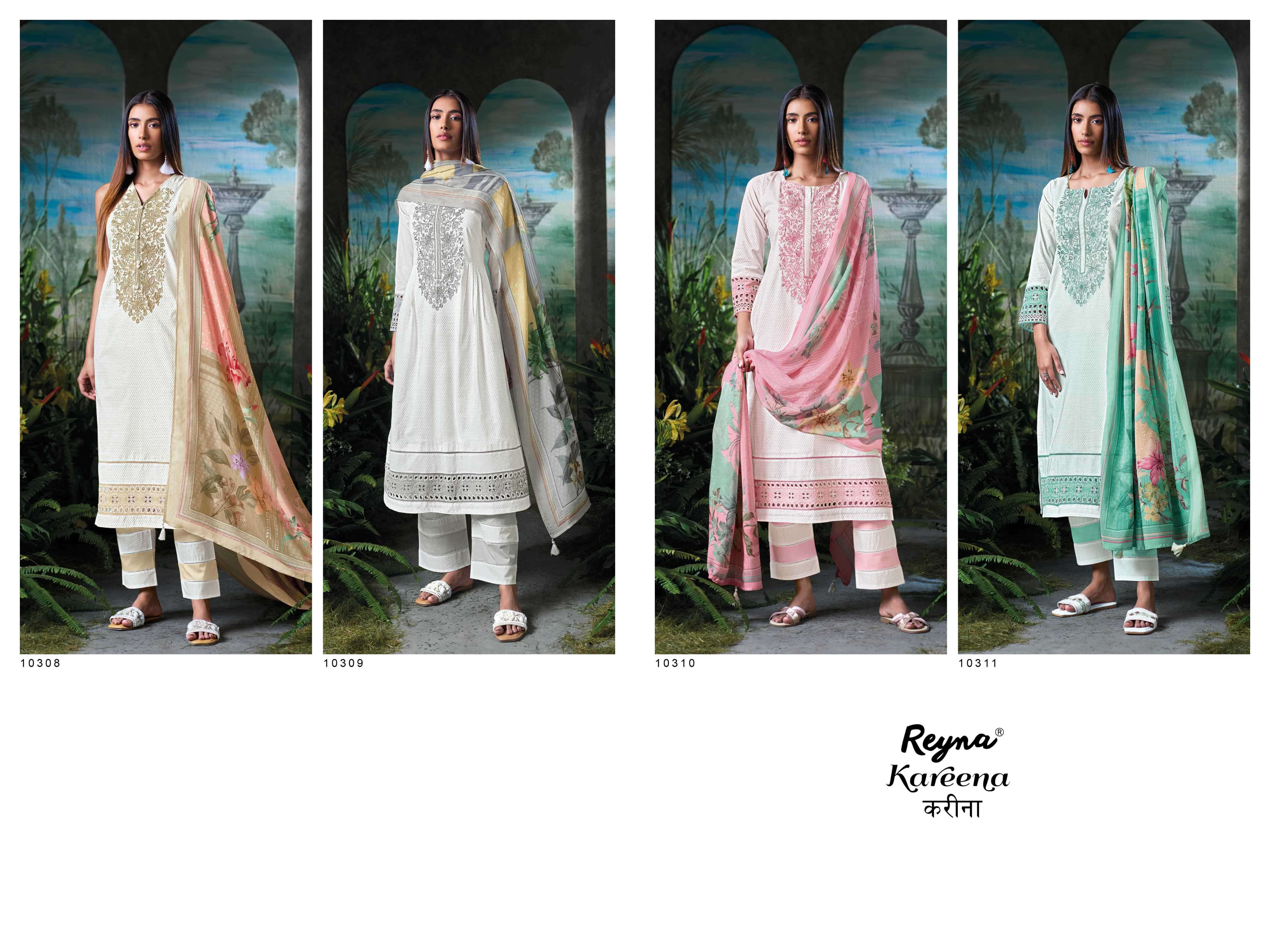 kareena by reyna colors fancy embroidery work with cotton printed suit supplier 