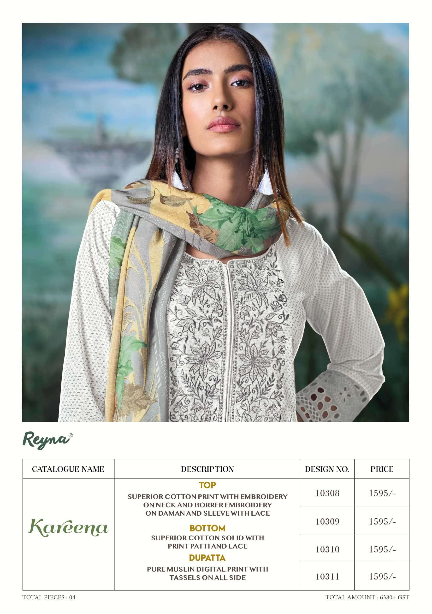 kareena by reyna colors fancy embroidery work with cotton printed suit supplier 