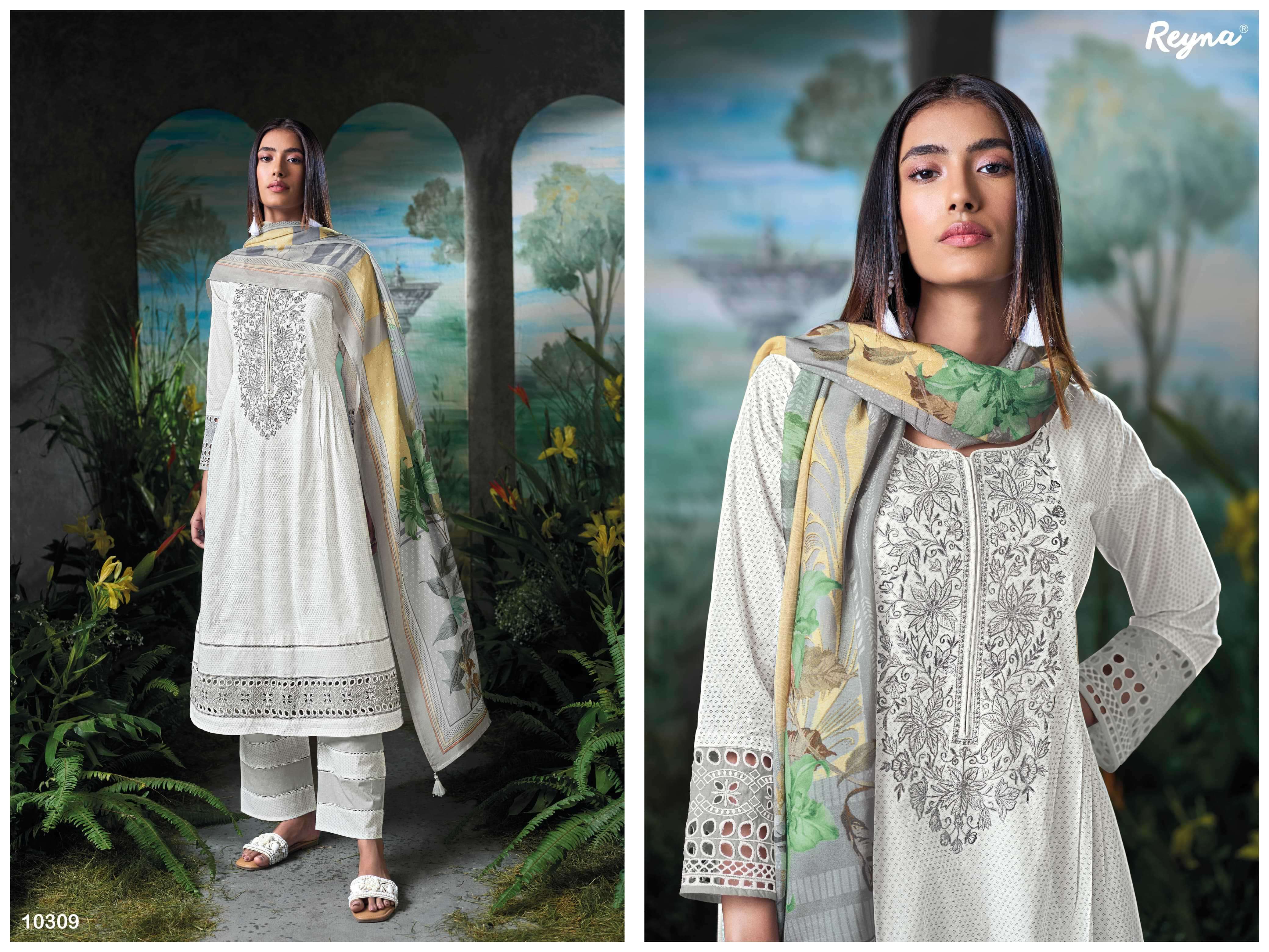 kareena by reyna colors fancy embroidery work with cotton printed suit supplier 