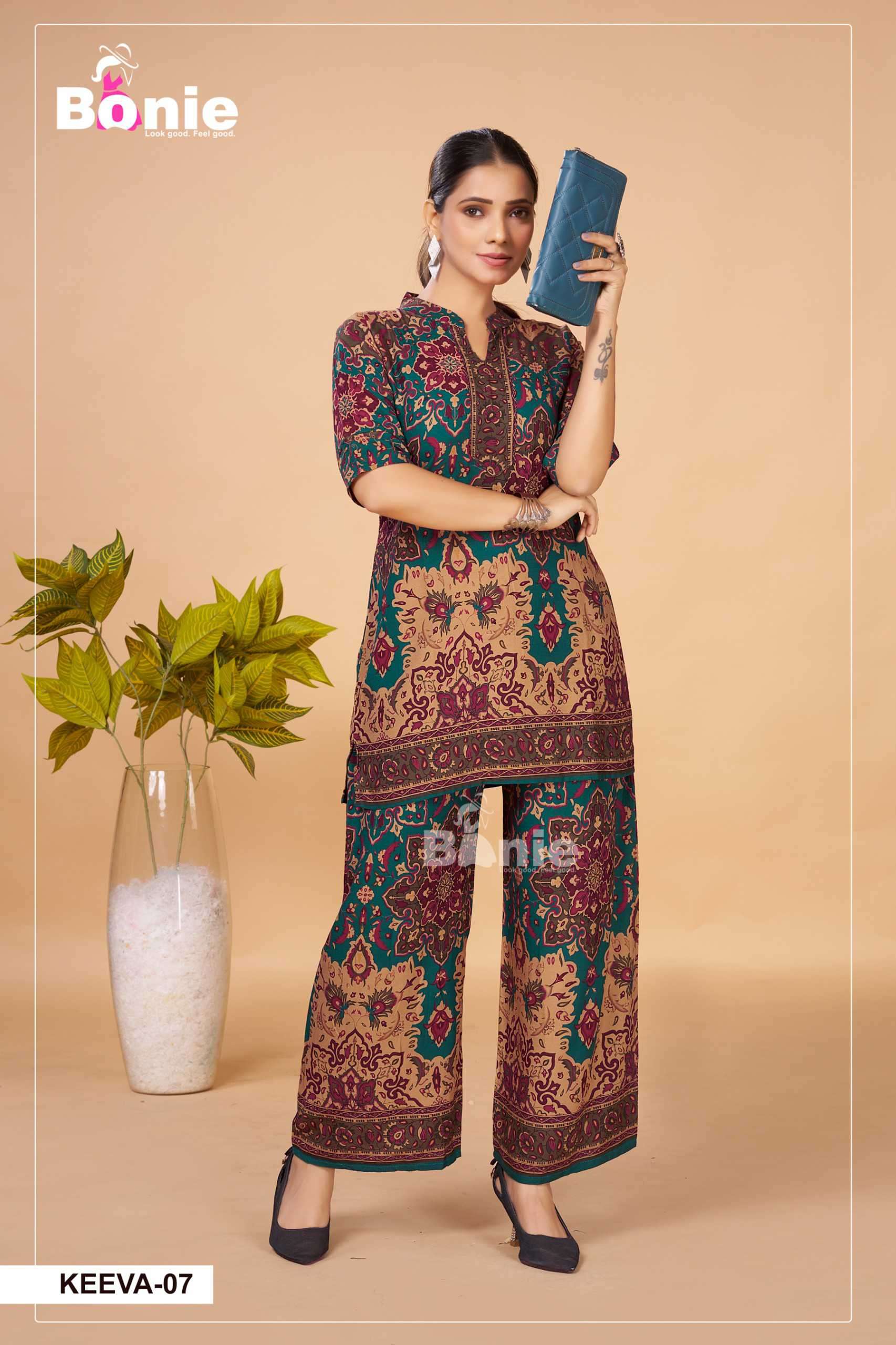 keeva by bonie colors best designer casual wear readymade cord set supplier 