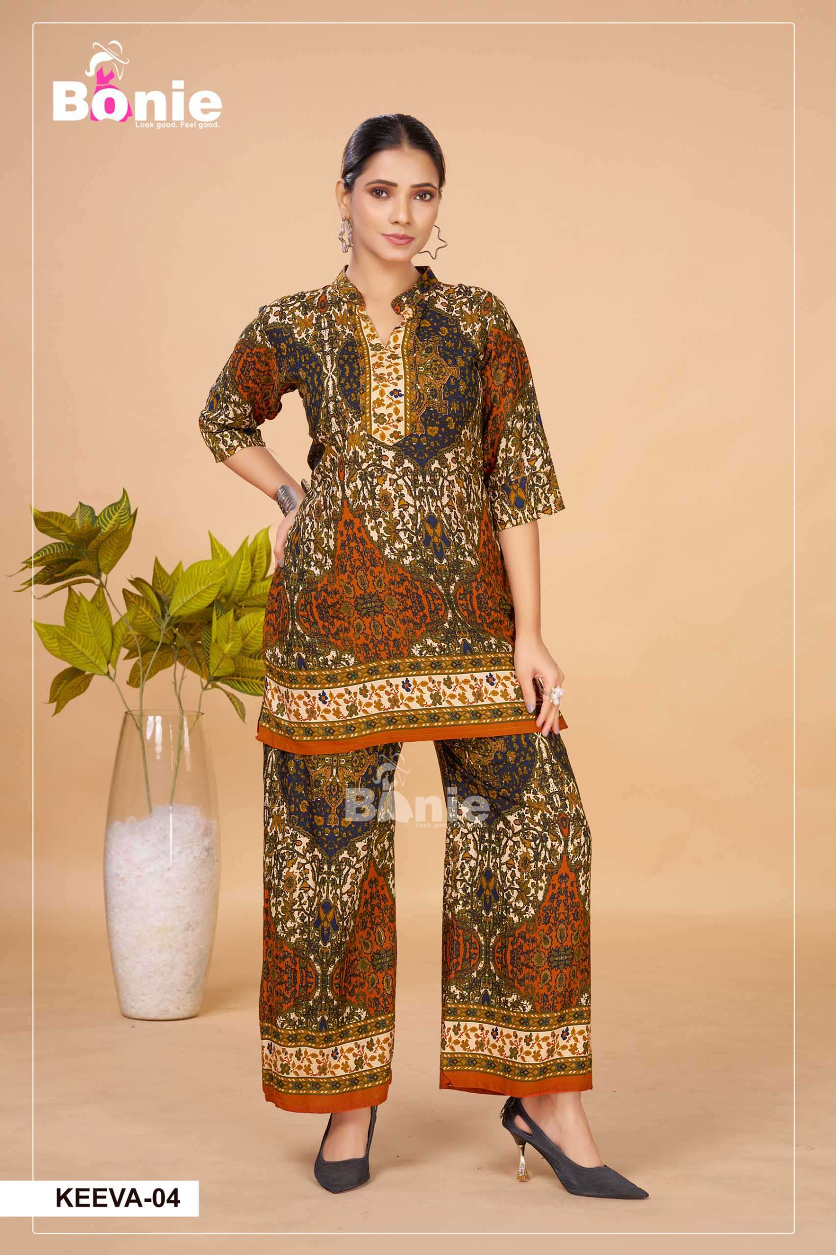 keeva by bonie colors best designer casual wear readymade cord set supplier 