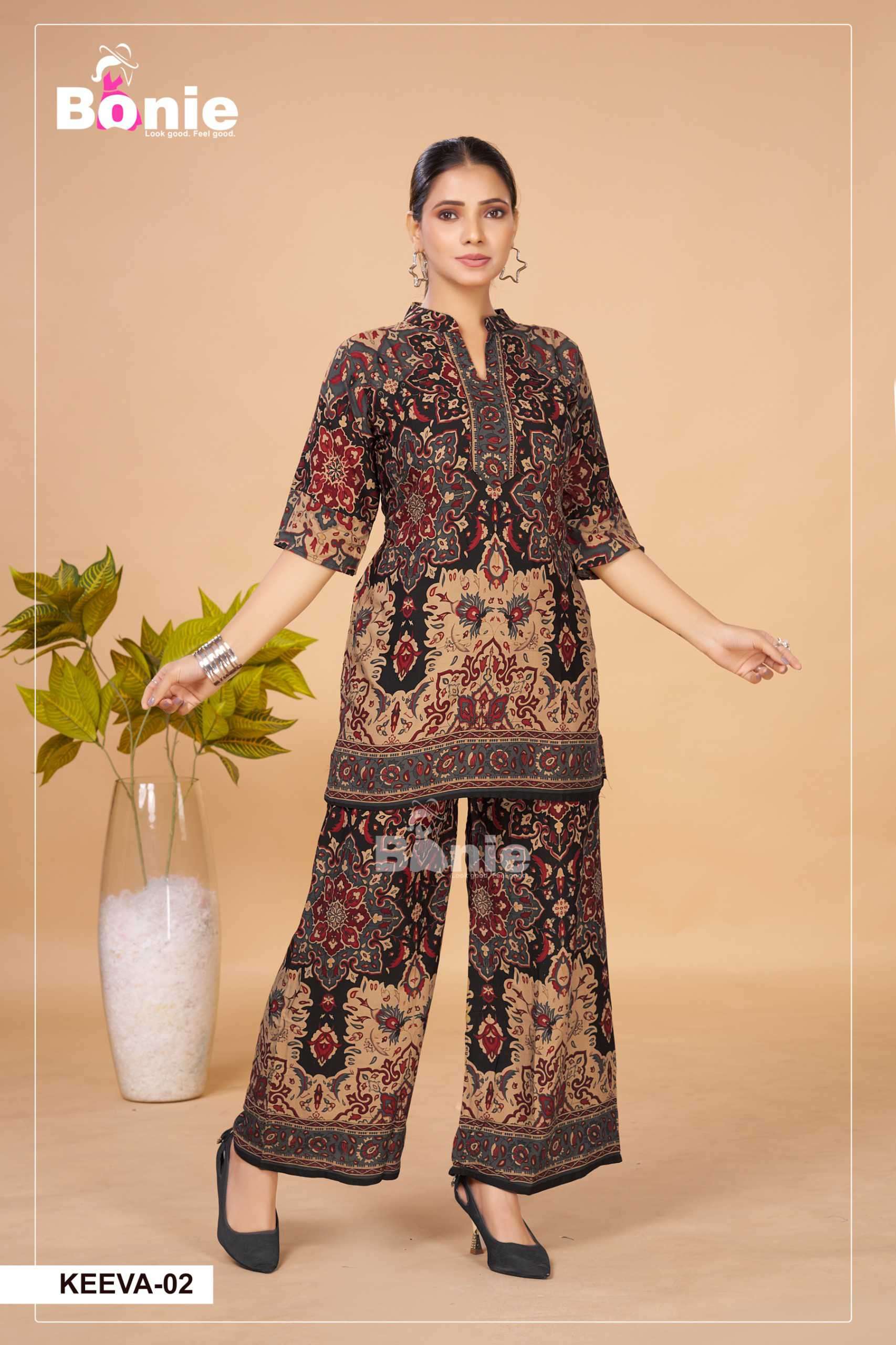 keeva by bonie colors best designer casual wear readymade cord set supplier 