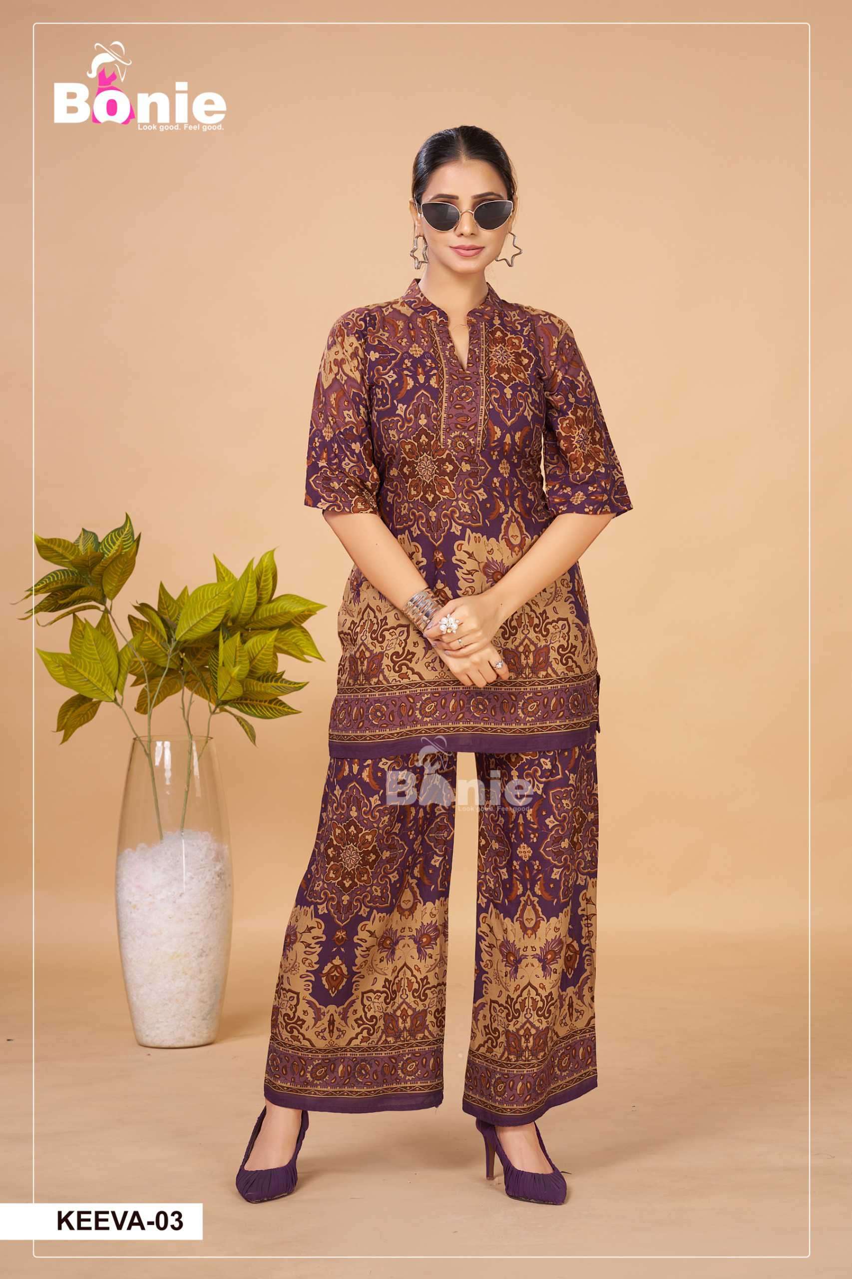 keeva by bonie colors best designer casual wear readymade cord set supplier 