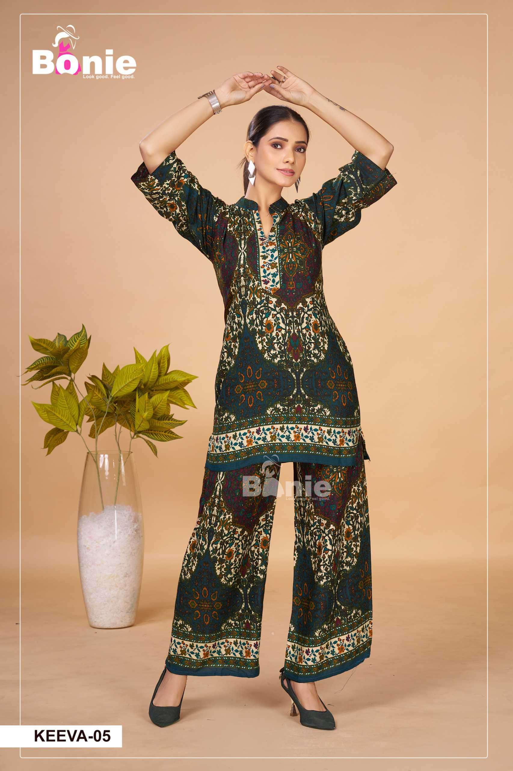 keeva by bonie colors best designer casual wear readymade cord set supplier 