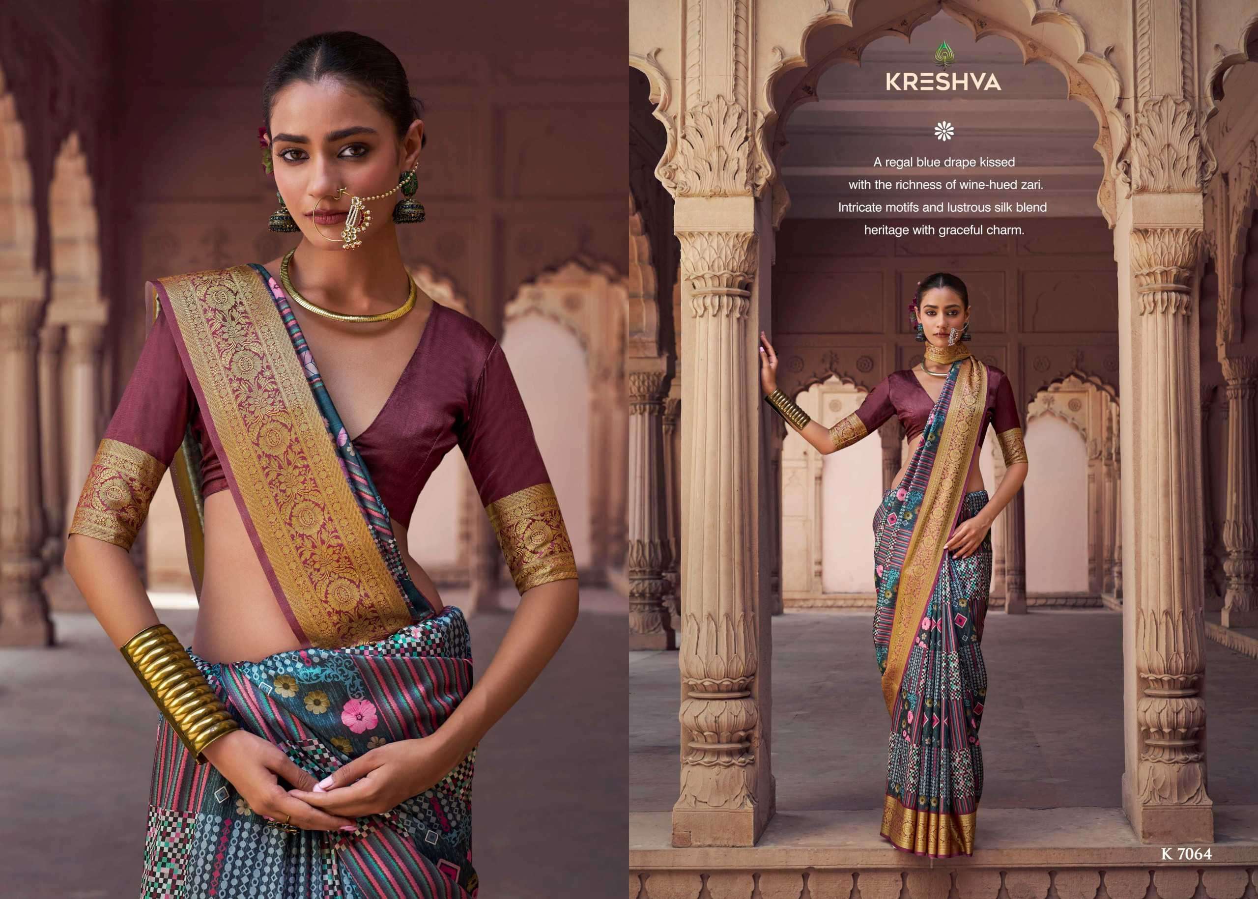 krushnapriya by kreshva colors best designer digital printed silk sree exporter surat