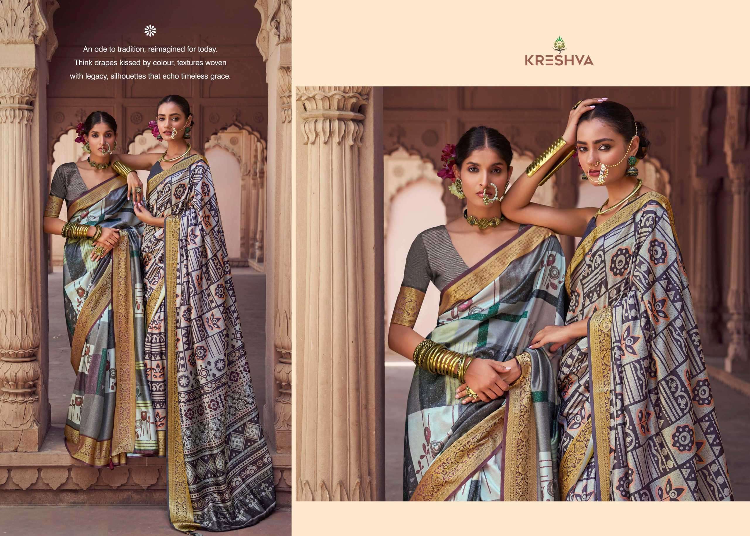 krushnapriya by kreshva colors best designer digital printed silk sree exporter surat