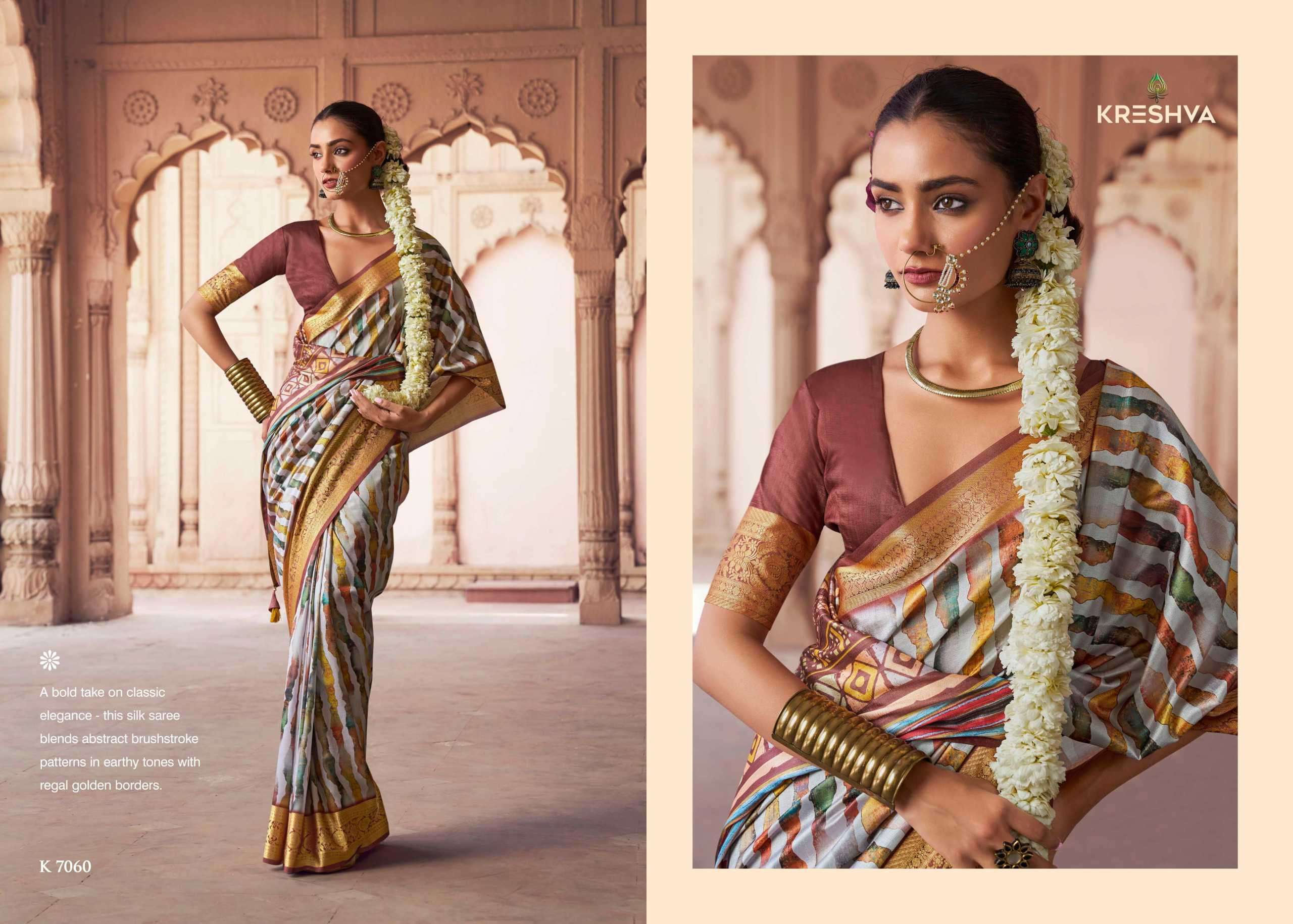 krushnapriya by kreshva colors best designer digital printed silk sree exporter surat