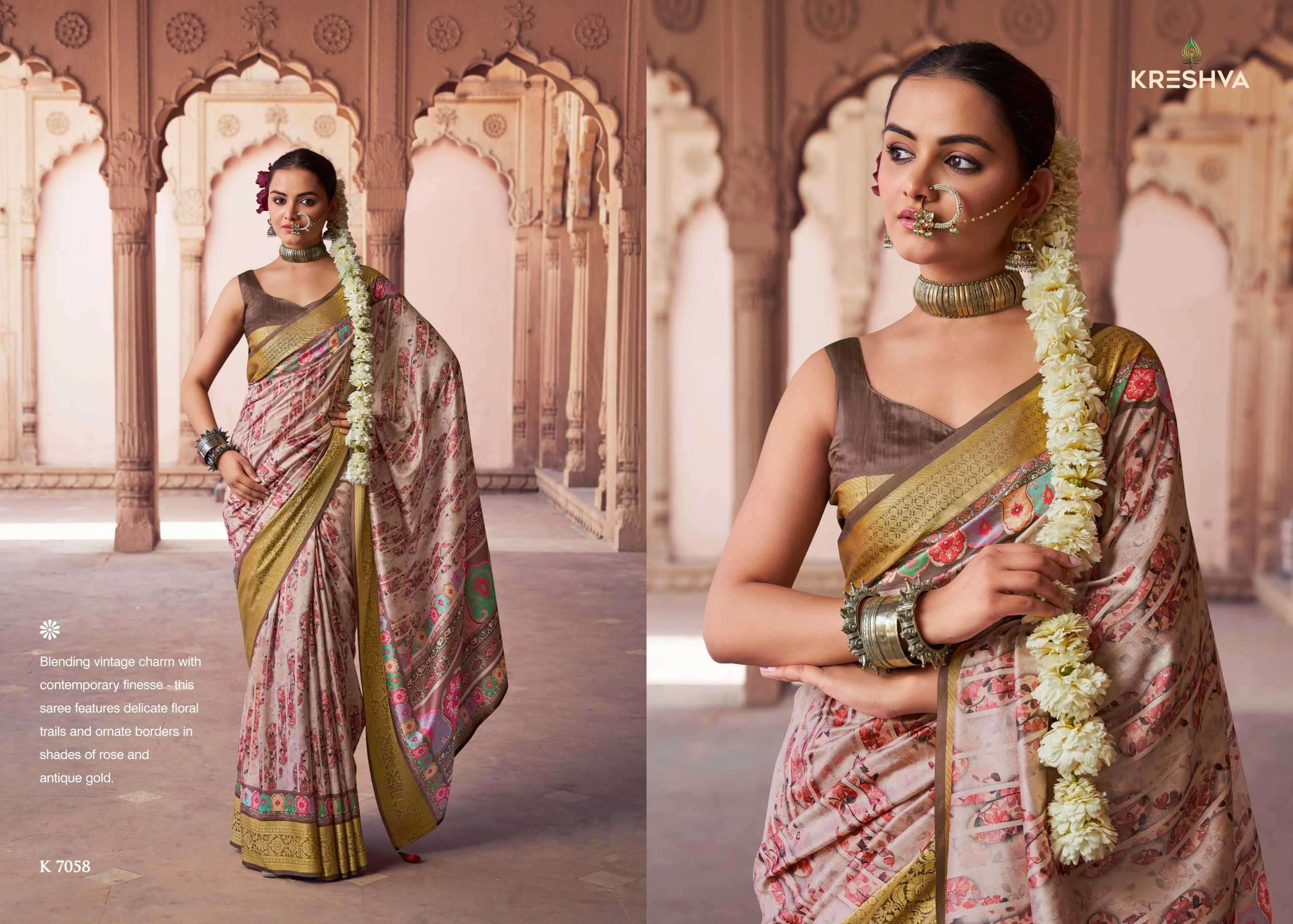 krushnapriya by kreshva colors best designer digital printed silk sree exporter surat