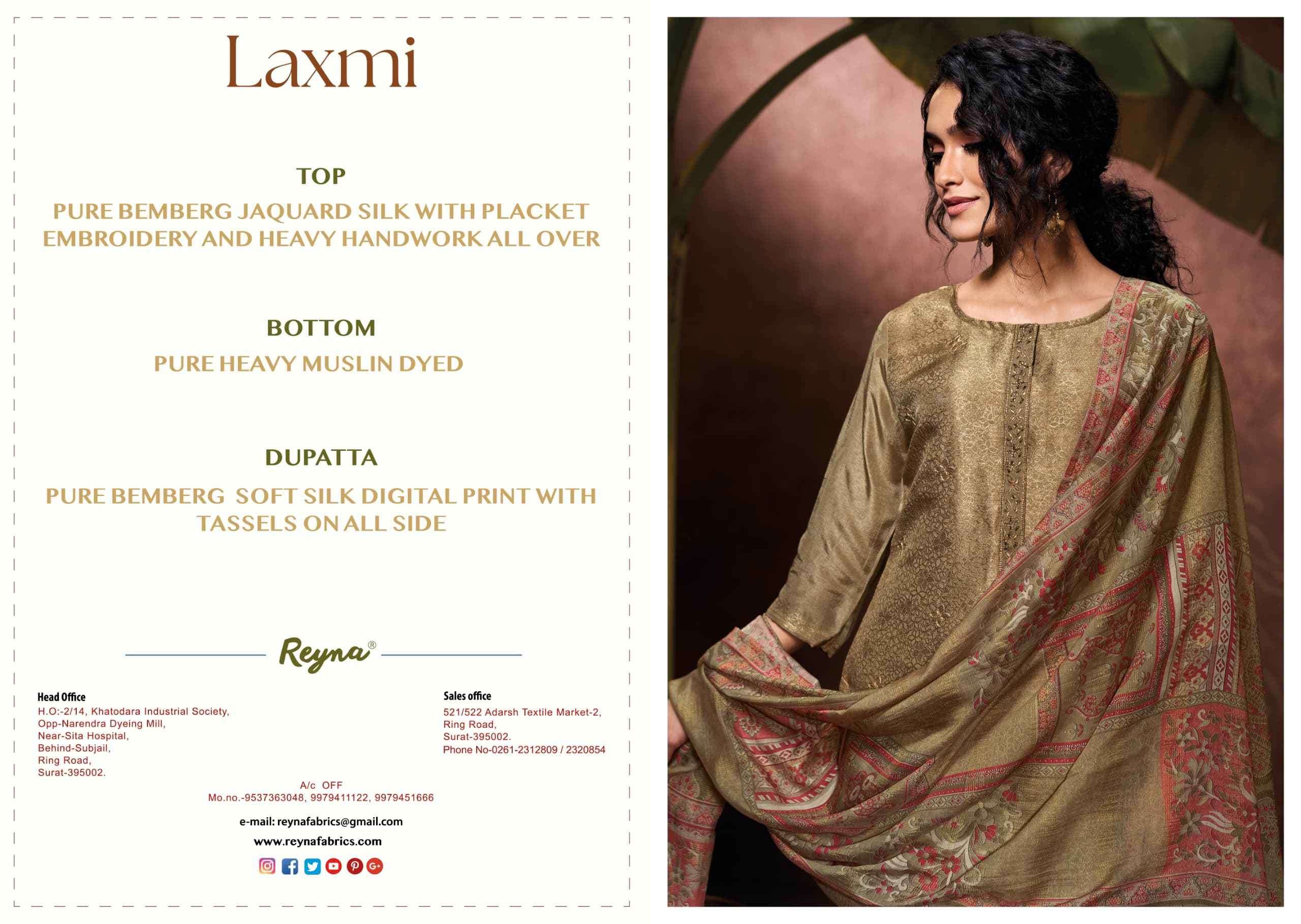 laxmi by reyna colors latest designer casual wear embroidered suit supplier 