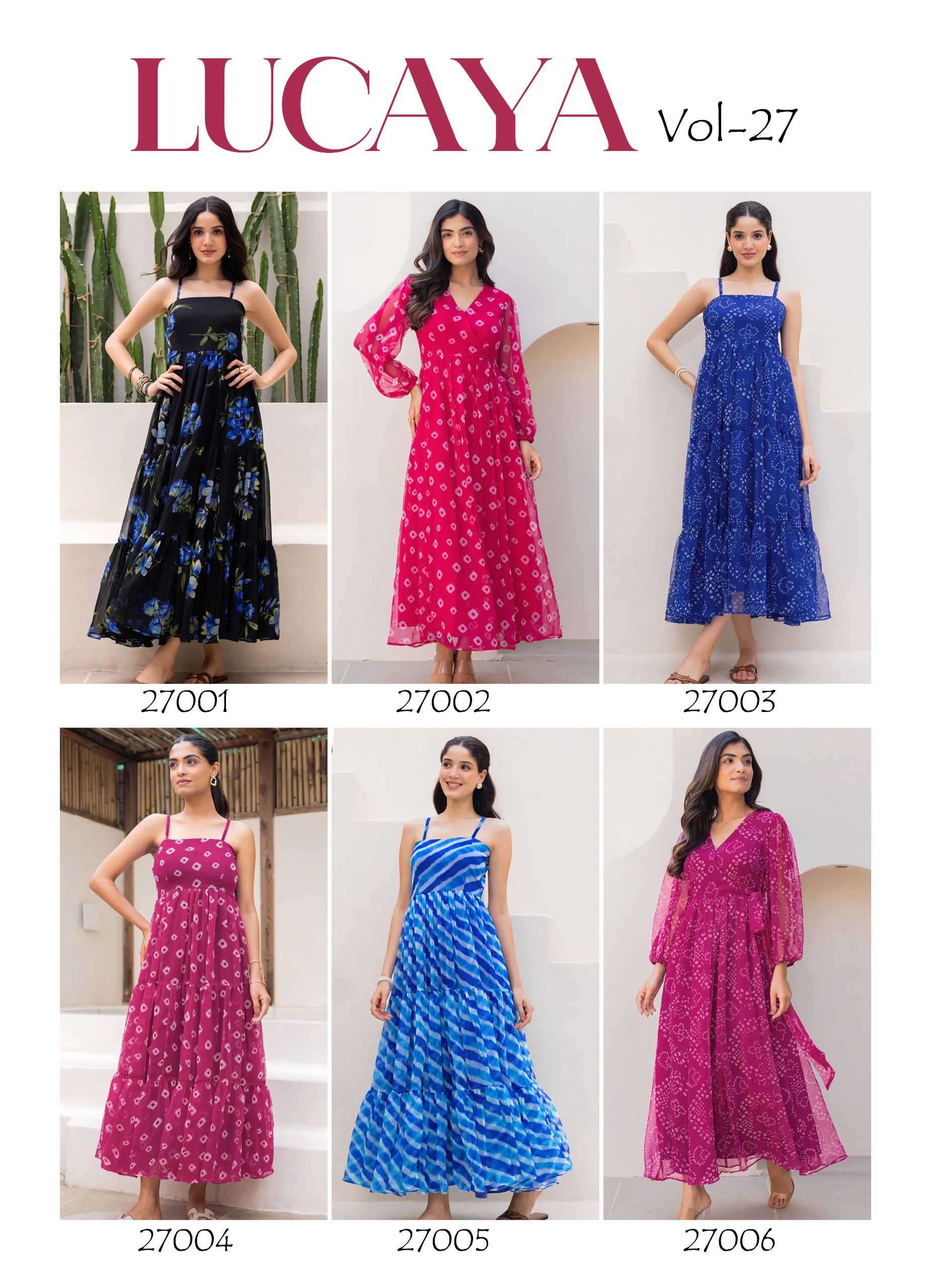 lucaya vol-27 by pf ethnic colors latest designer party wear readymade collection surat