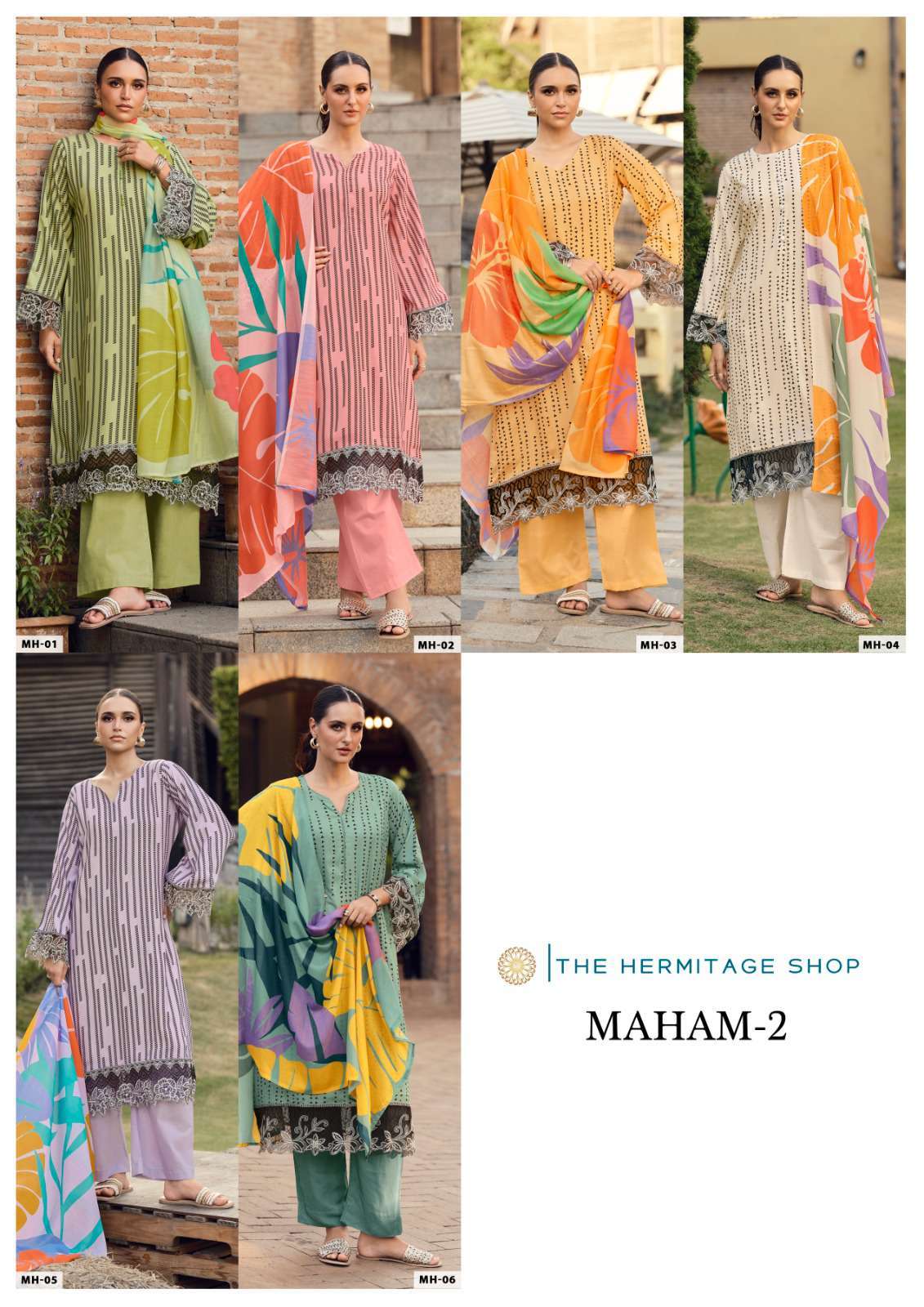 maham edition-2 by hermitage colors casual wear designer jam satin suit supplier 