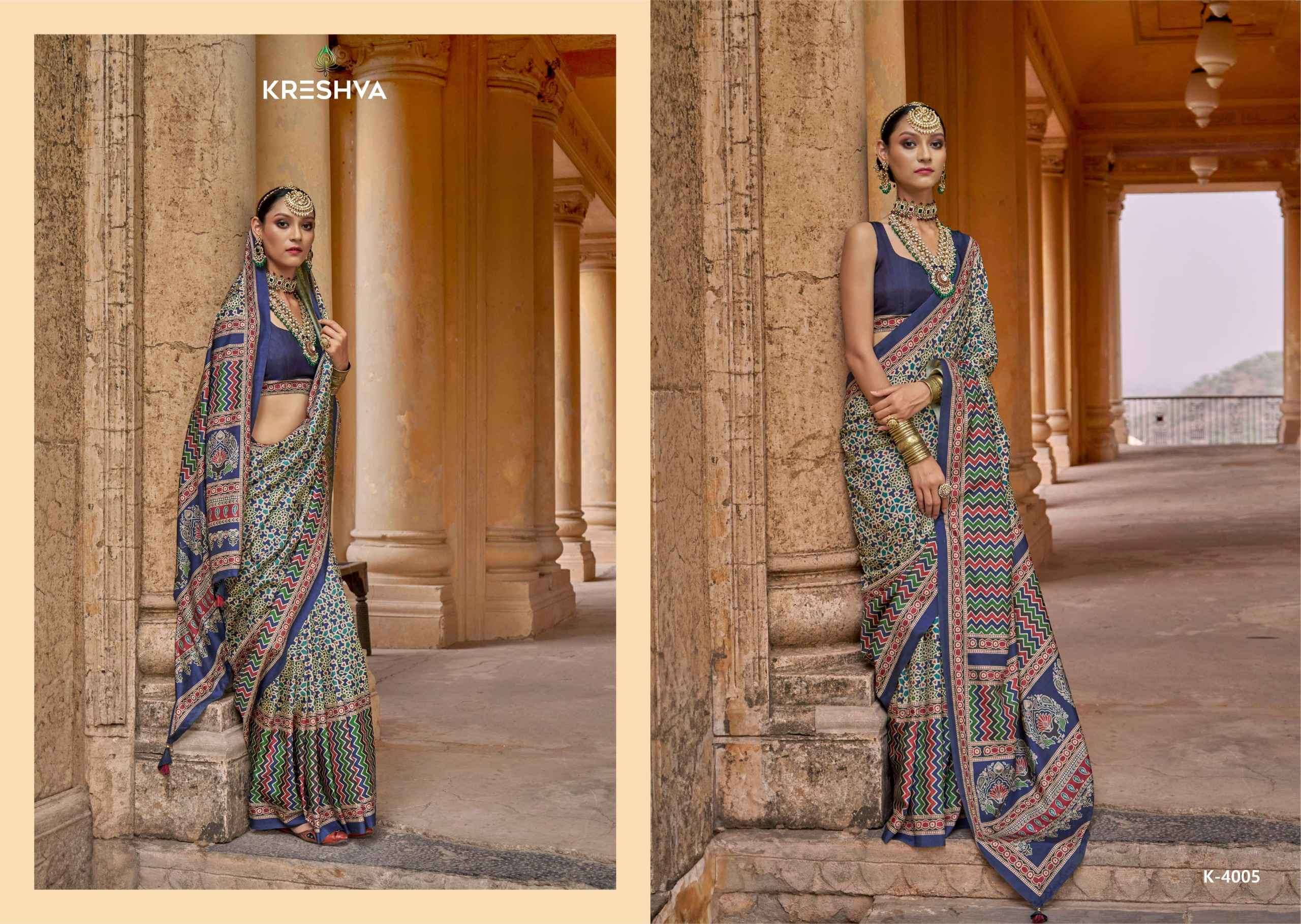 mantraa by kreshva colors latest designer party wear silk saree supplier 