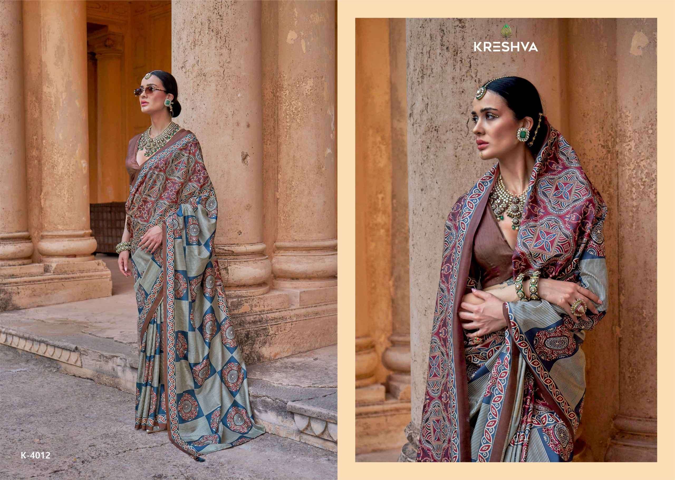 mantraa by kreshva colors latest designer party wear silk saree supplier 
