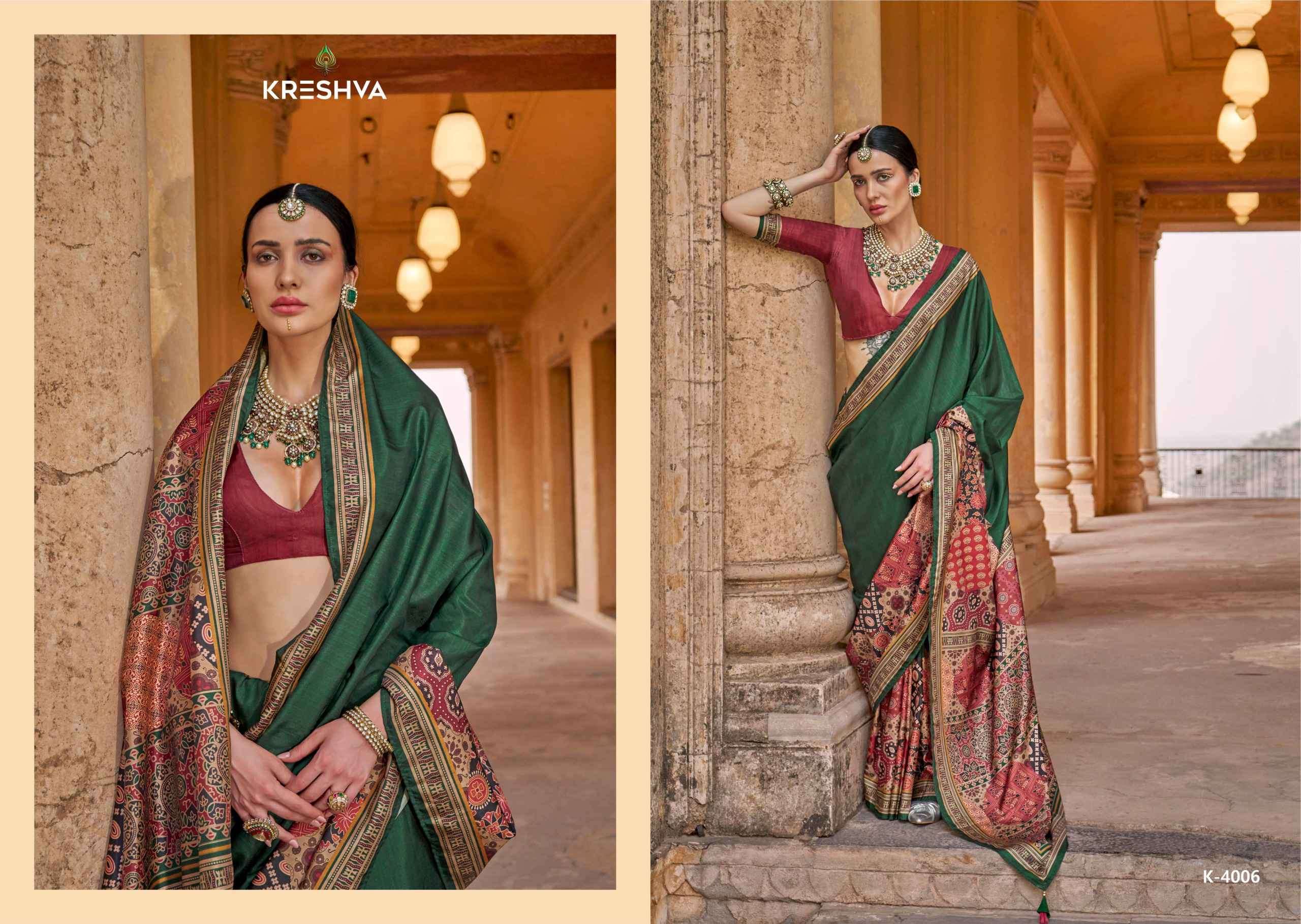 mantraa by kreshva colors latest designer party wear silk saree supplier 