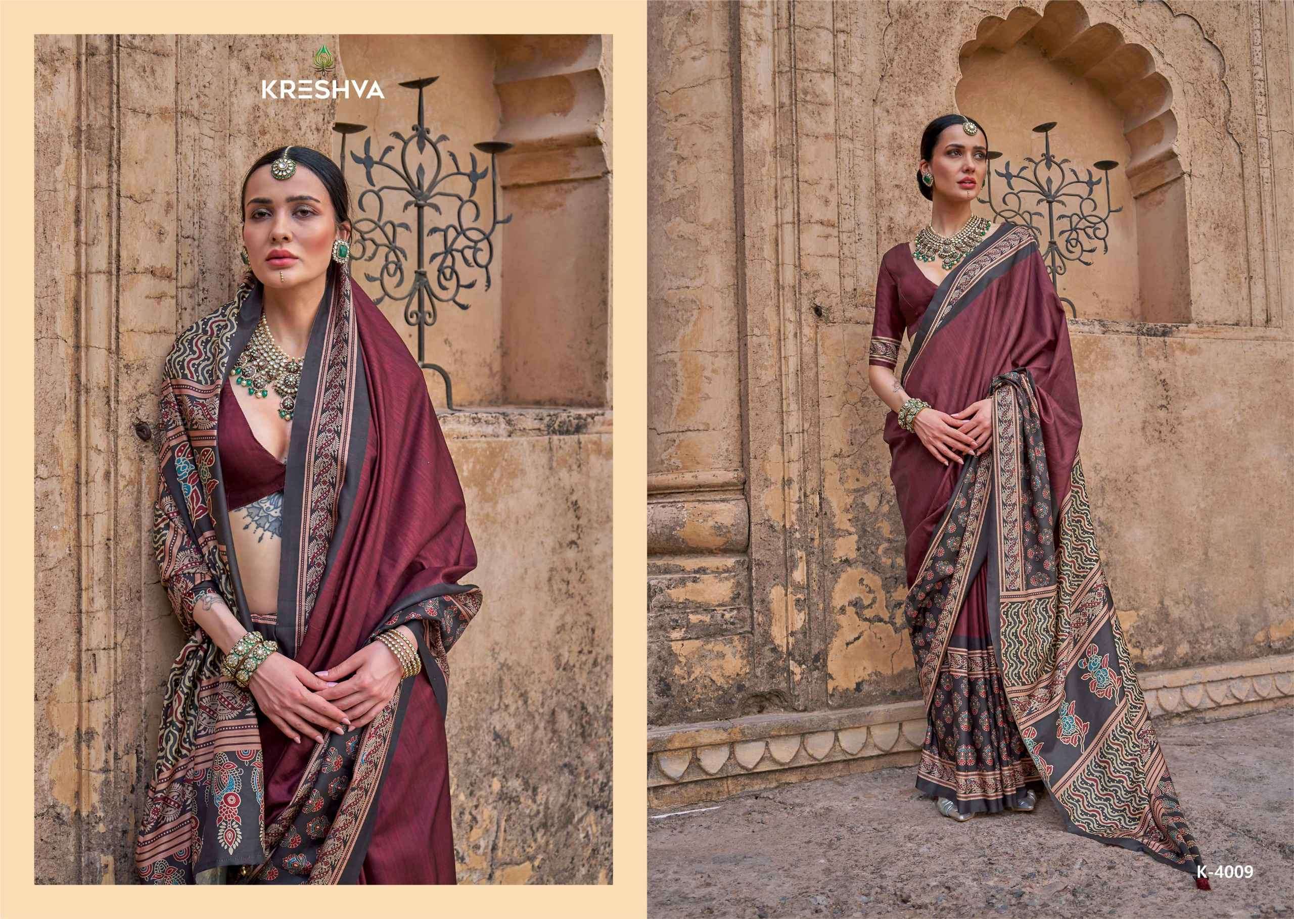 mantraa by kreshva colors latest designer party wear silk saree supplier 