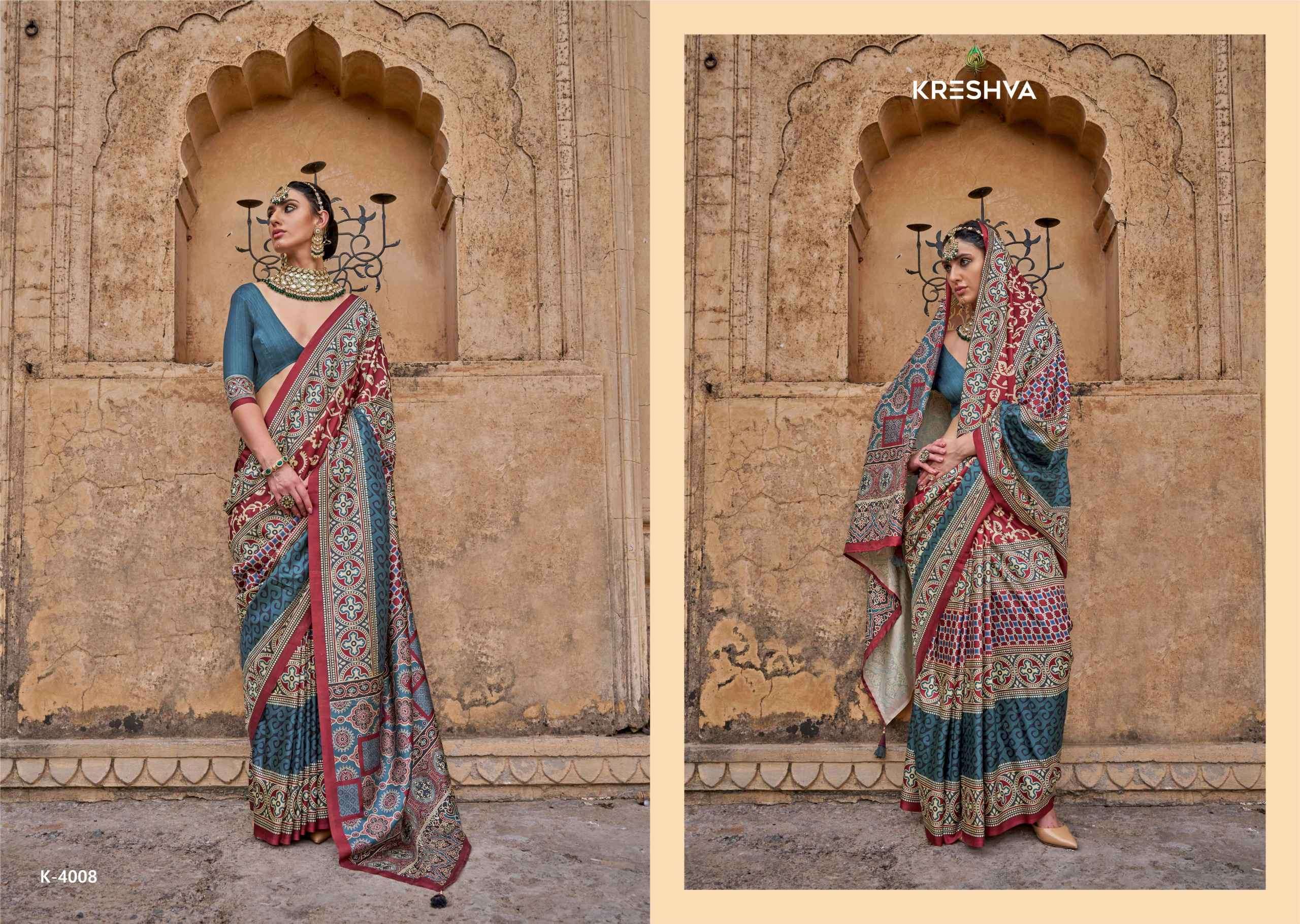 mantraa by kreshva colors latest designer party wear silk saree supplier 