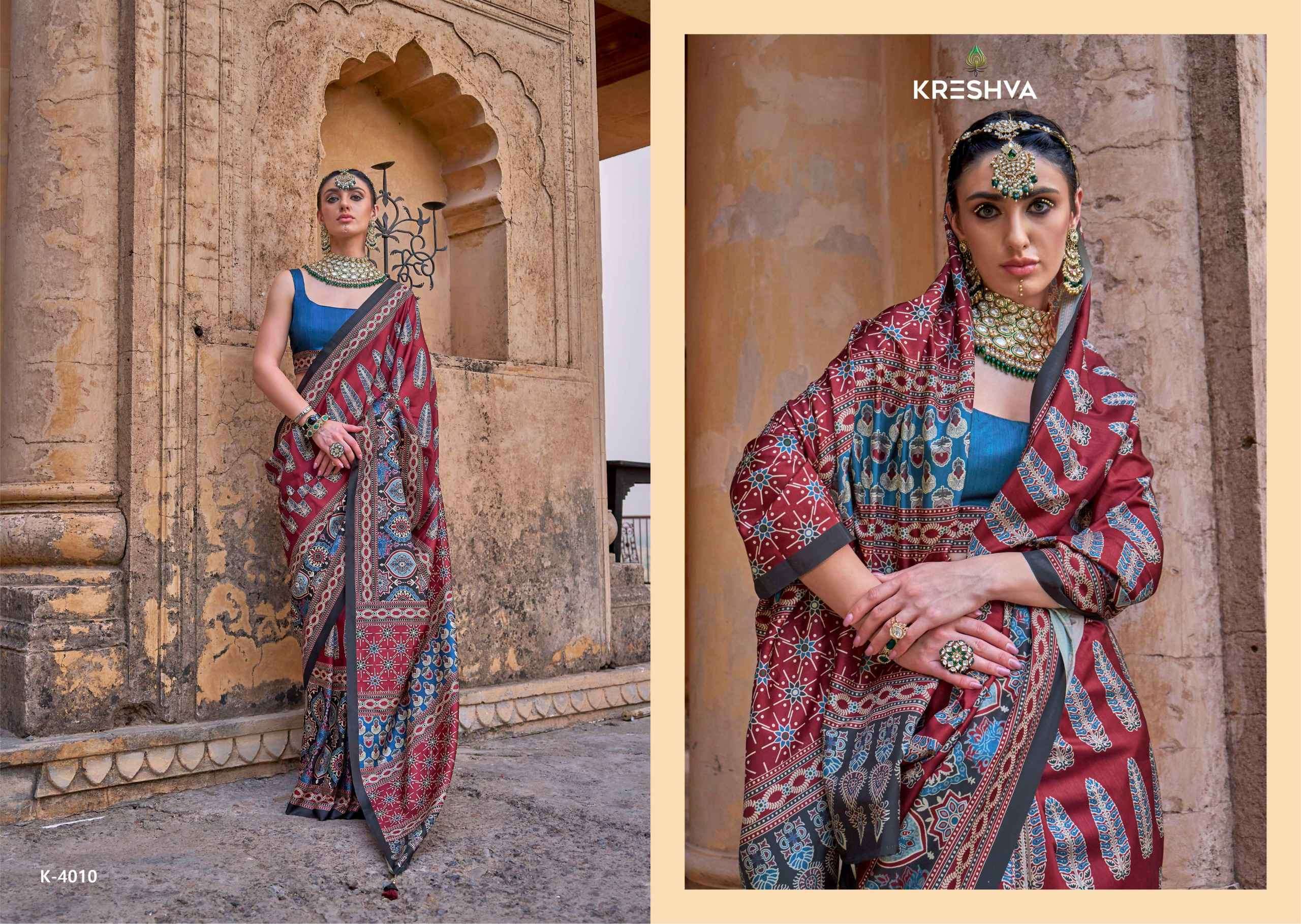 mantraa by kreshva colors latest designer party wear silk saree supplier 