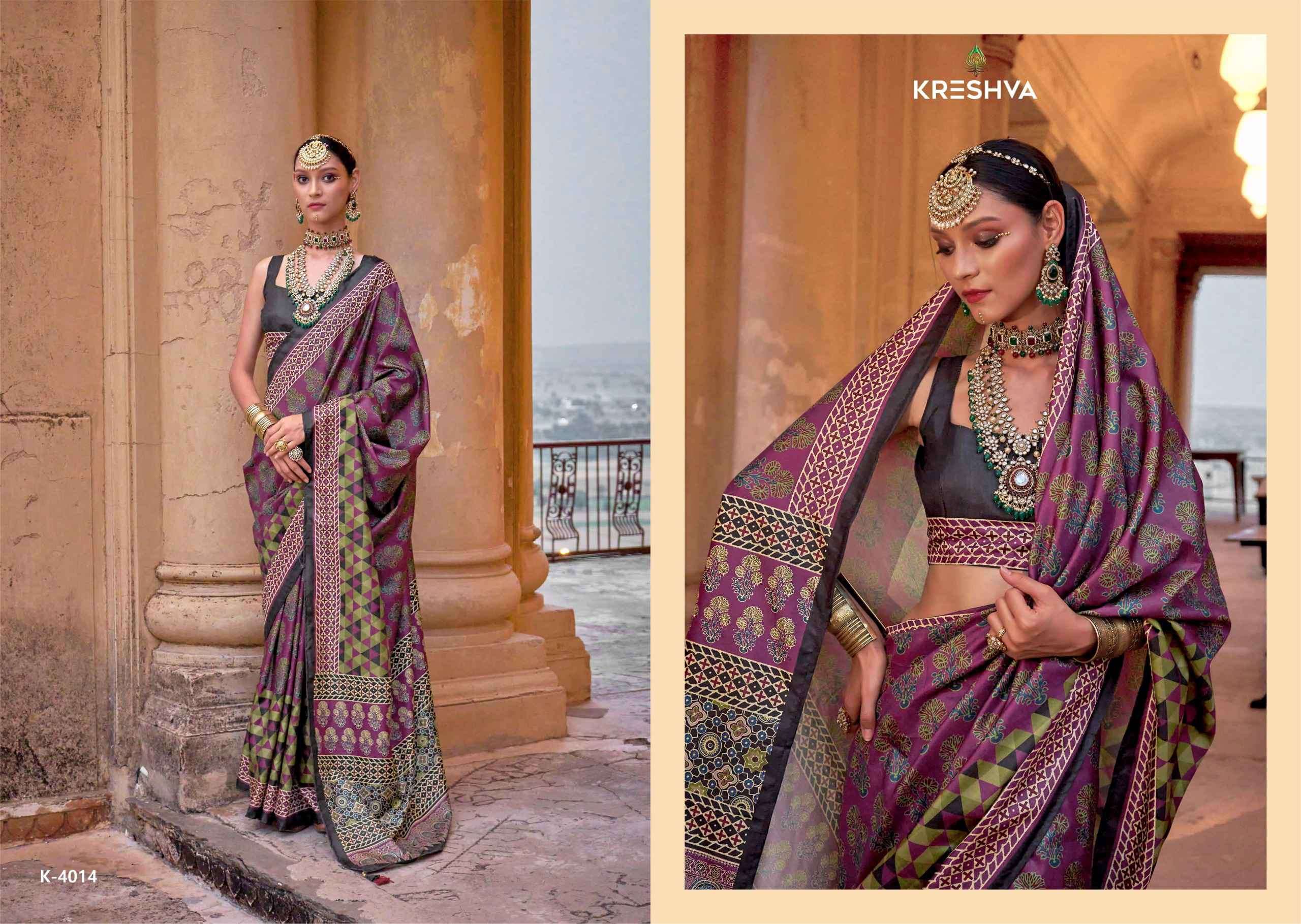 mantraa by kreshva colors latest designer party wear silk saree supplier 