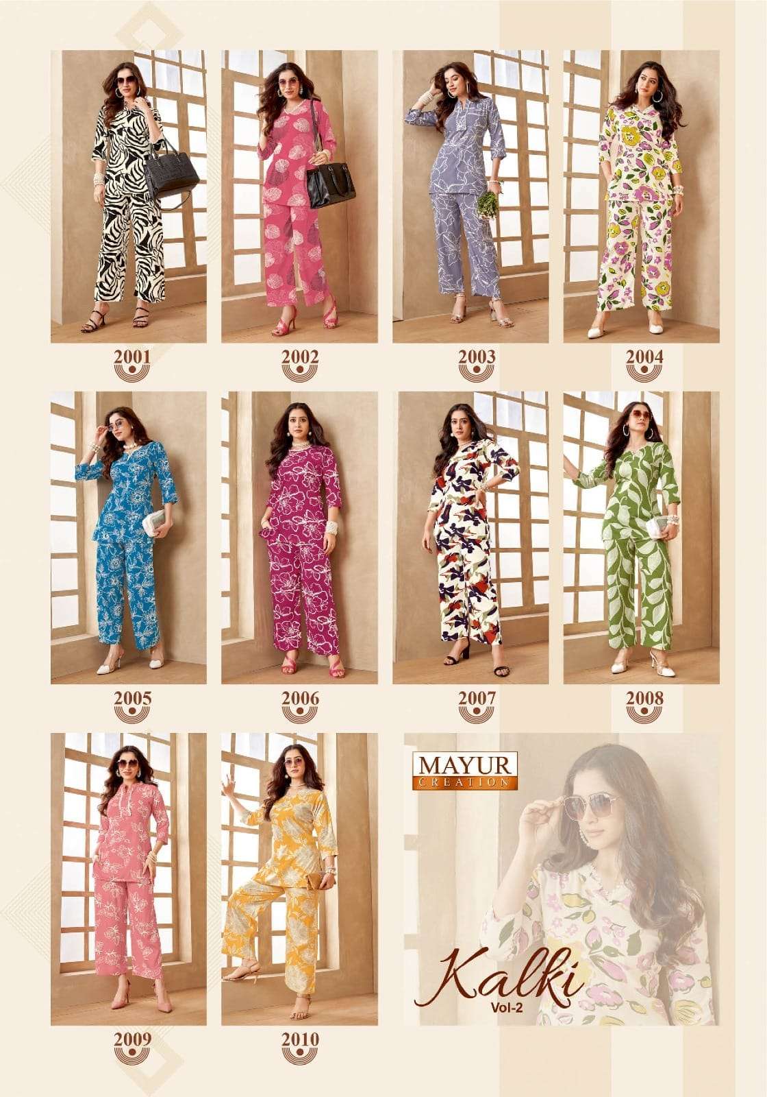 mayur creation kalki vol-2 rayon printed designer readymade cord set supplier 