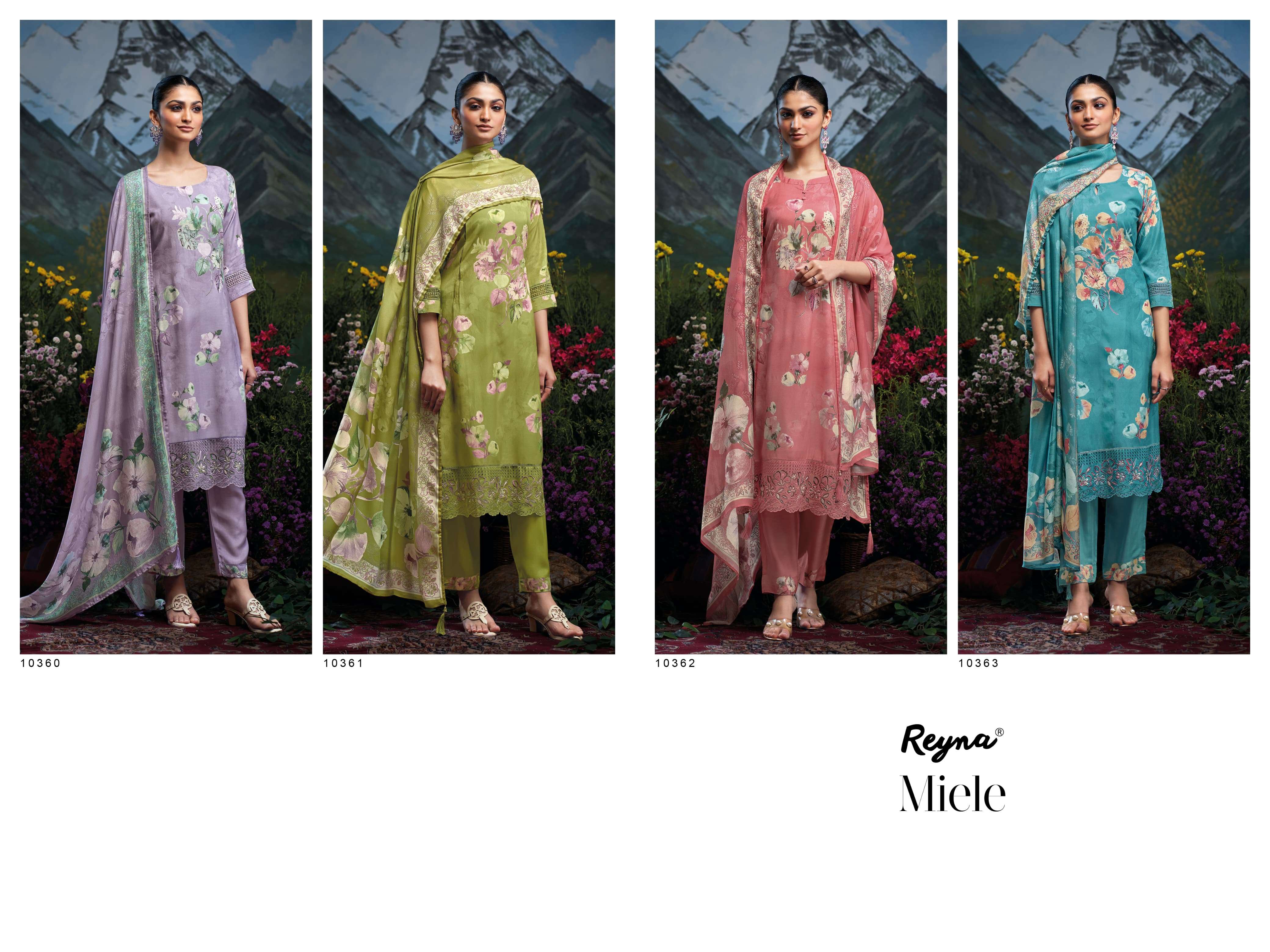miele by reyna colors exclusive designer fancy hadnwork with printed salwar kameez supplier 