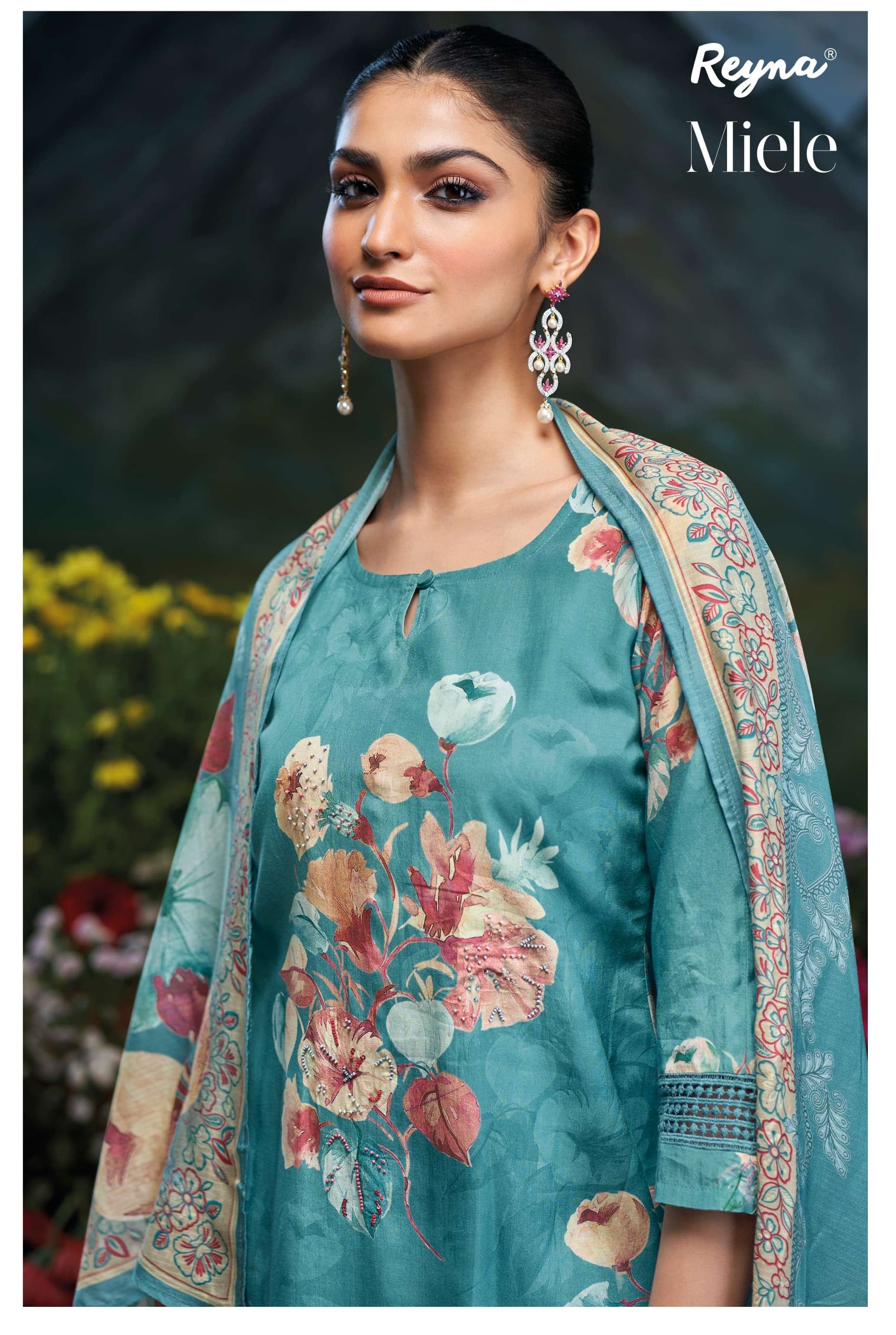 miele by reyna colors exclusive designer fancy hadnwork with printed salwar kameez supplier 